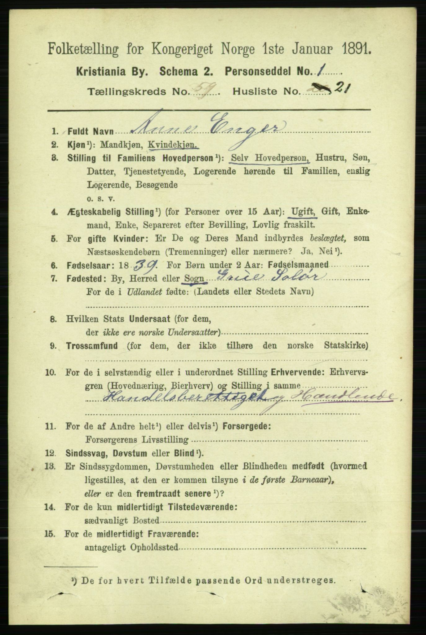 RA, 1891 census for 0301 Kristiania, 1891, p. 31692