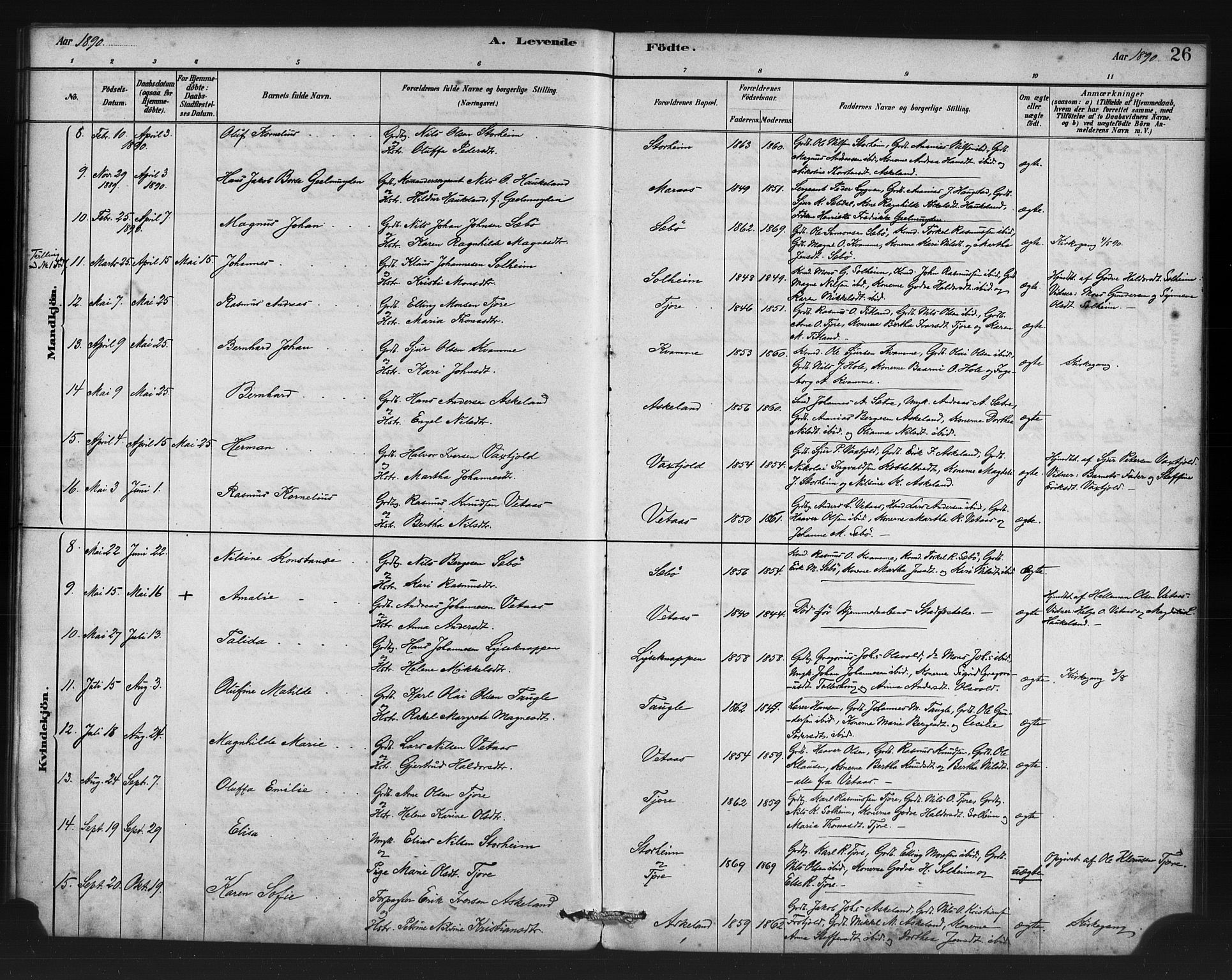 Manger sokneprestembete, AV/SAB-A-76801/H/Haa: Parish register (official) no. D 1, 1881-1892, p. 26