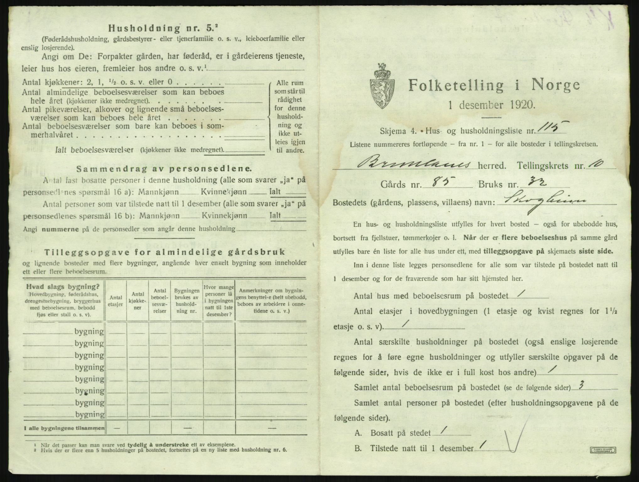 SAKO, 1920 census for Brunlanes, 1920, p. 1475