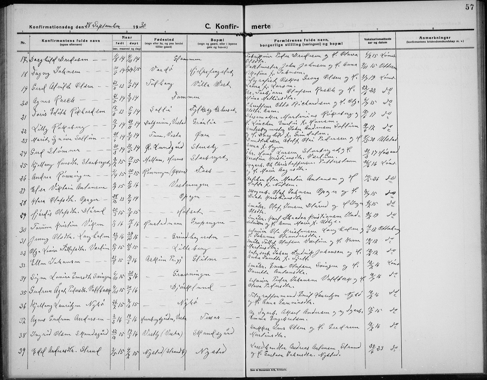 Elverum prestekontor, AV/SAH-PREST-044/H/Ha/Hab/L0032: Parish register (copy) no. 32, 1922-1936, p. 57