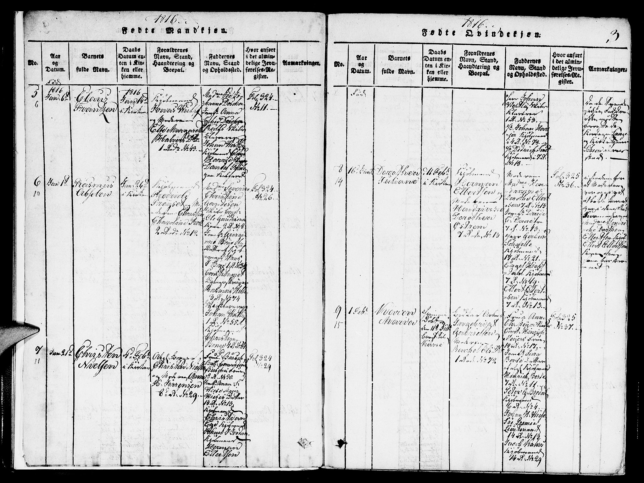 Nykirken Sokneprestembete, AV/SAB-A-77101/H/Hab/L0003: Parish register (copy) no. A 4, 1816-1821, p. 3