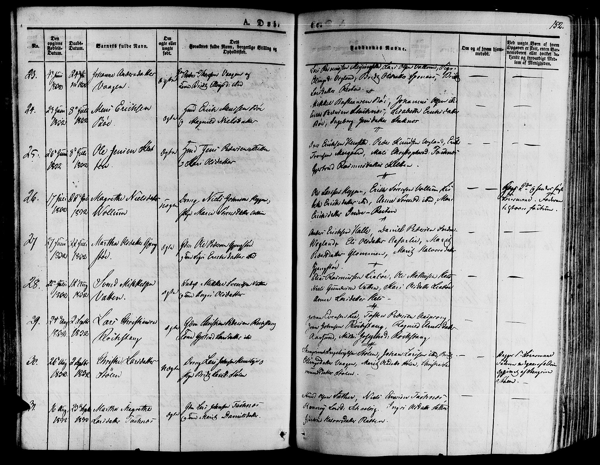 Ministerialprotokoller, klokkerbøker og fødselsregistre - Møre og Romsdal, SAT/A-1454/592/L1025: Parish register (official) no. 592A03 /2, 1831-1849, p. 152