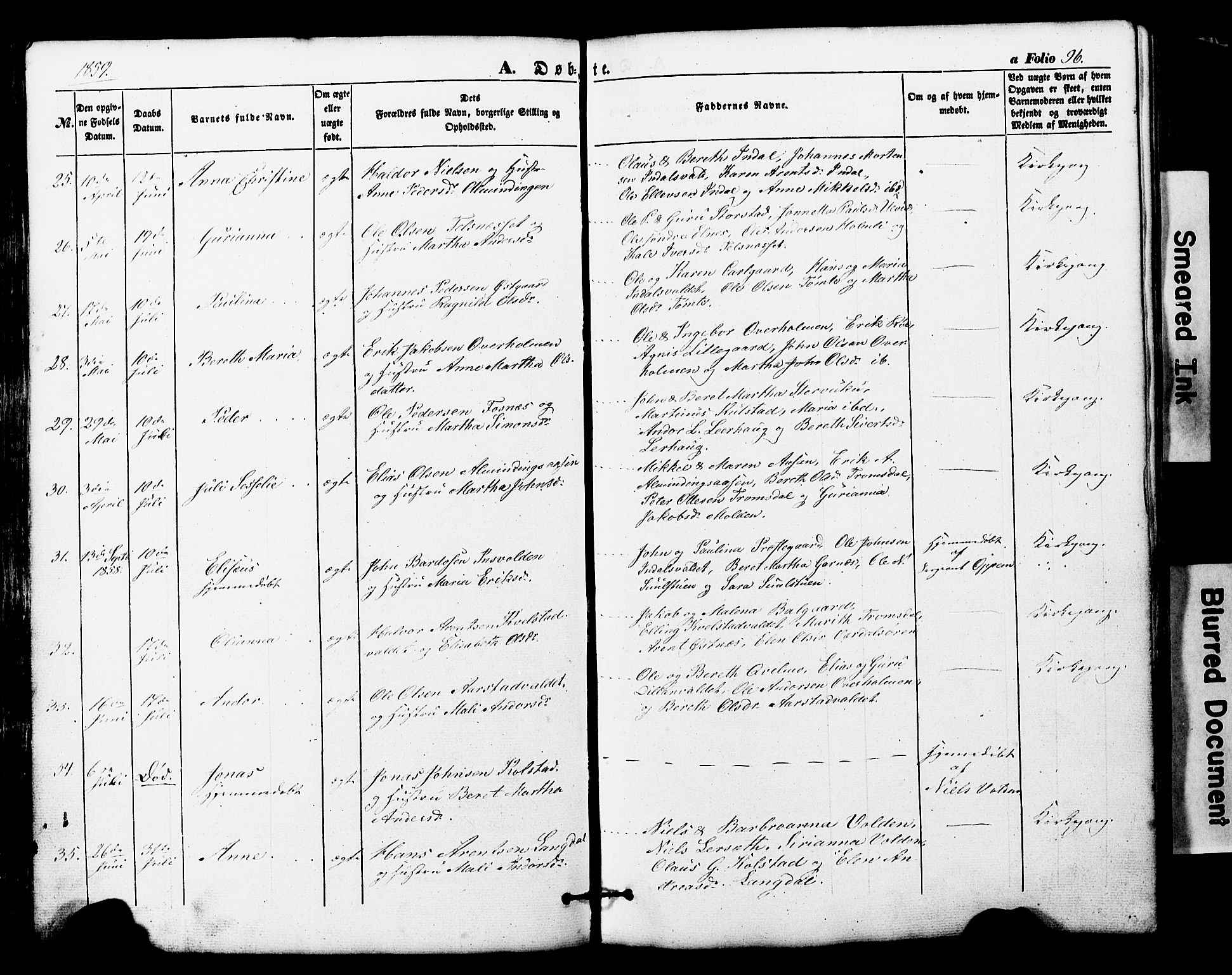 Ministerialprotokoller, klokkerbøker og fødselsregistre - Nord-Trøndelag, AV/SAT-A-1458/724/L0268: Parish register (copy) no. 724C04, 1846-1878, p. 96