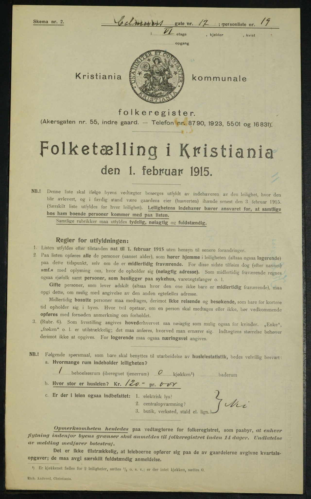 OBA, Municipal Census 1915 for Kristiania, 1915, p. 11594