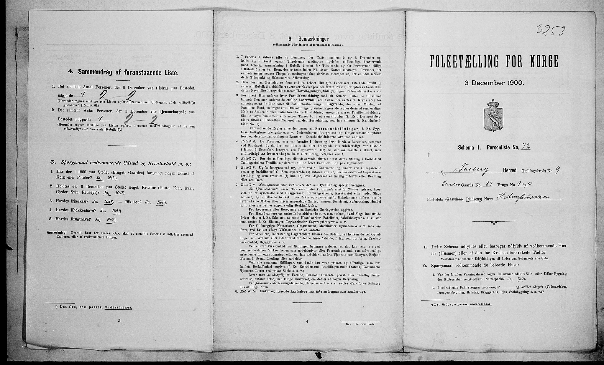 SAH, 1900 census for Fåberg, 1900, p. 1021