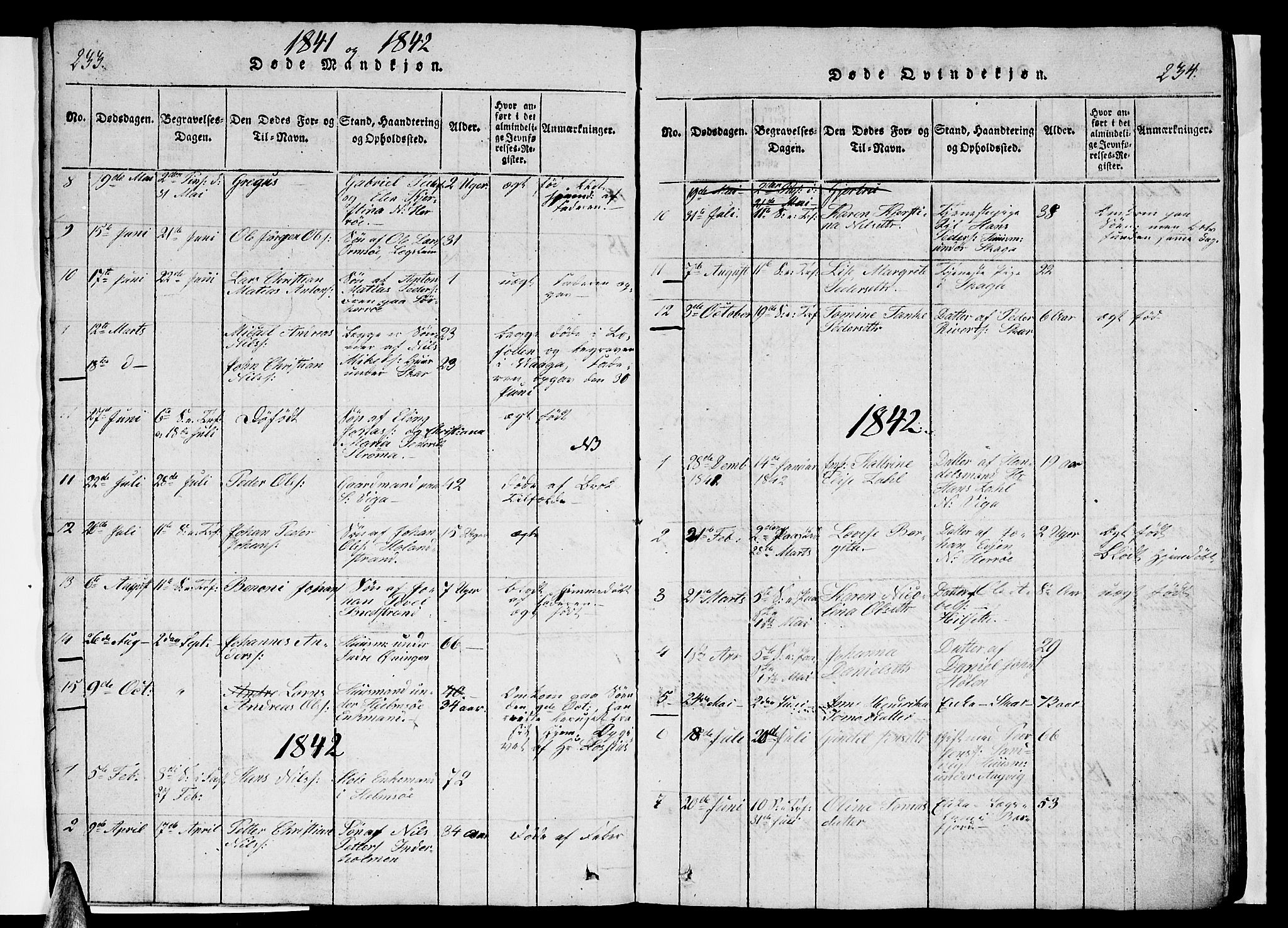 Ministerialprotokoller, klokkerbøker og fødselsregistre - Nordland, AV/SAT-A-1459/834/L0510: Parish register (copy) no. 834C01, 1820-1847, p. 233-234