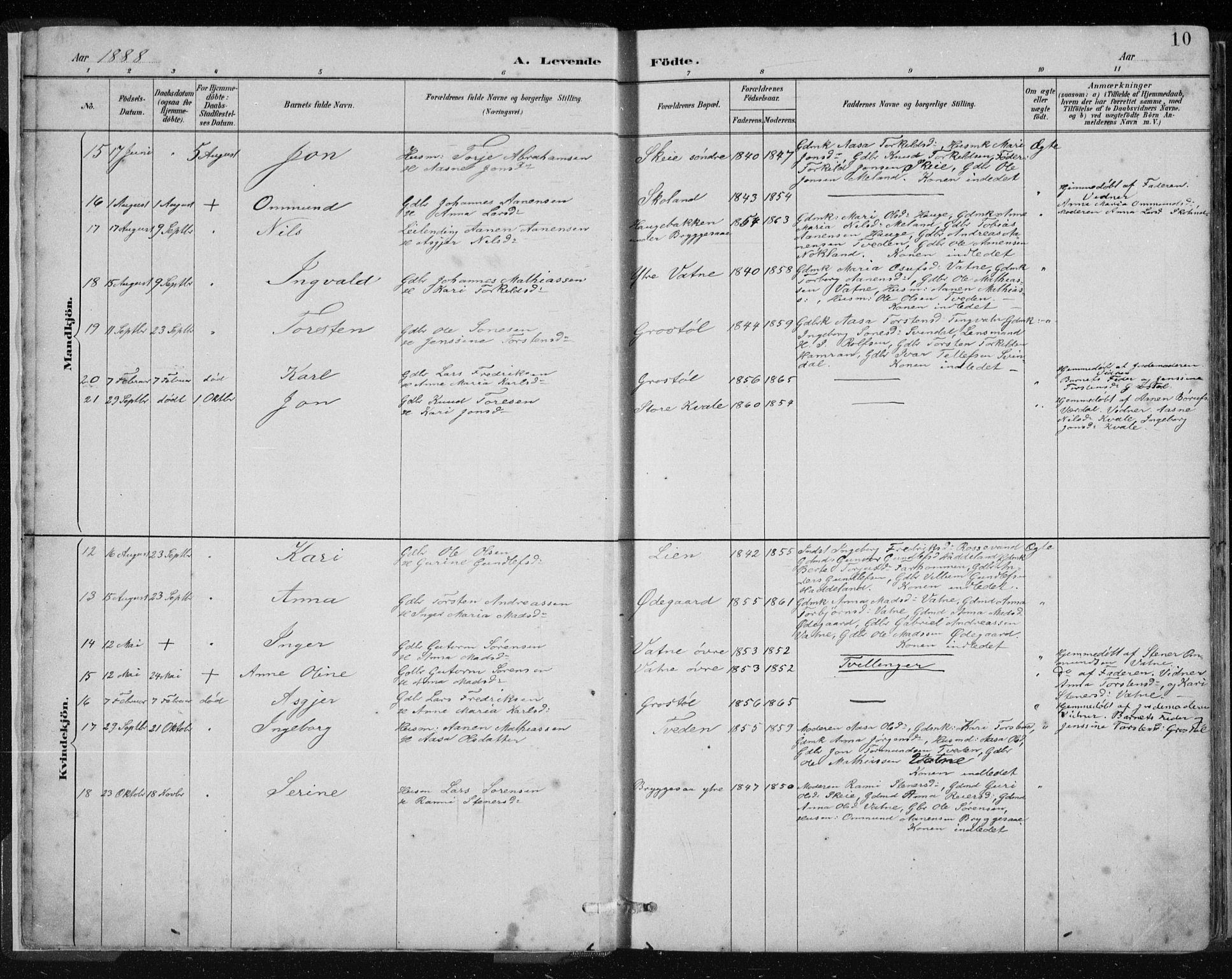 Hægebostad sokneprestkontor, AV/SAK-1111-0024/F/Fb/Fbb/L0003: Parish register (copy) no. B 3, 1887-1937, p. 10