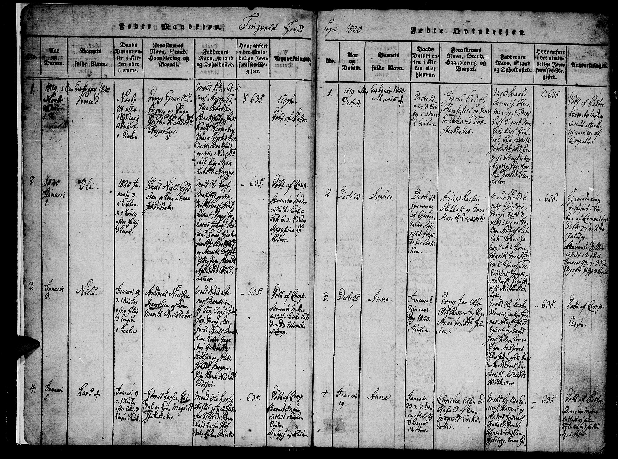 Ministerialprotokoller, klokkerbøker og fødselsregistre - Møre og Romsdal, AV/SAT-A-1454/586/L0982: Parish register (official) no. 586A08, 1819-1829, p. 2-3