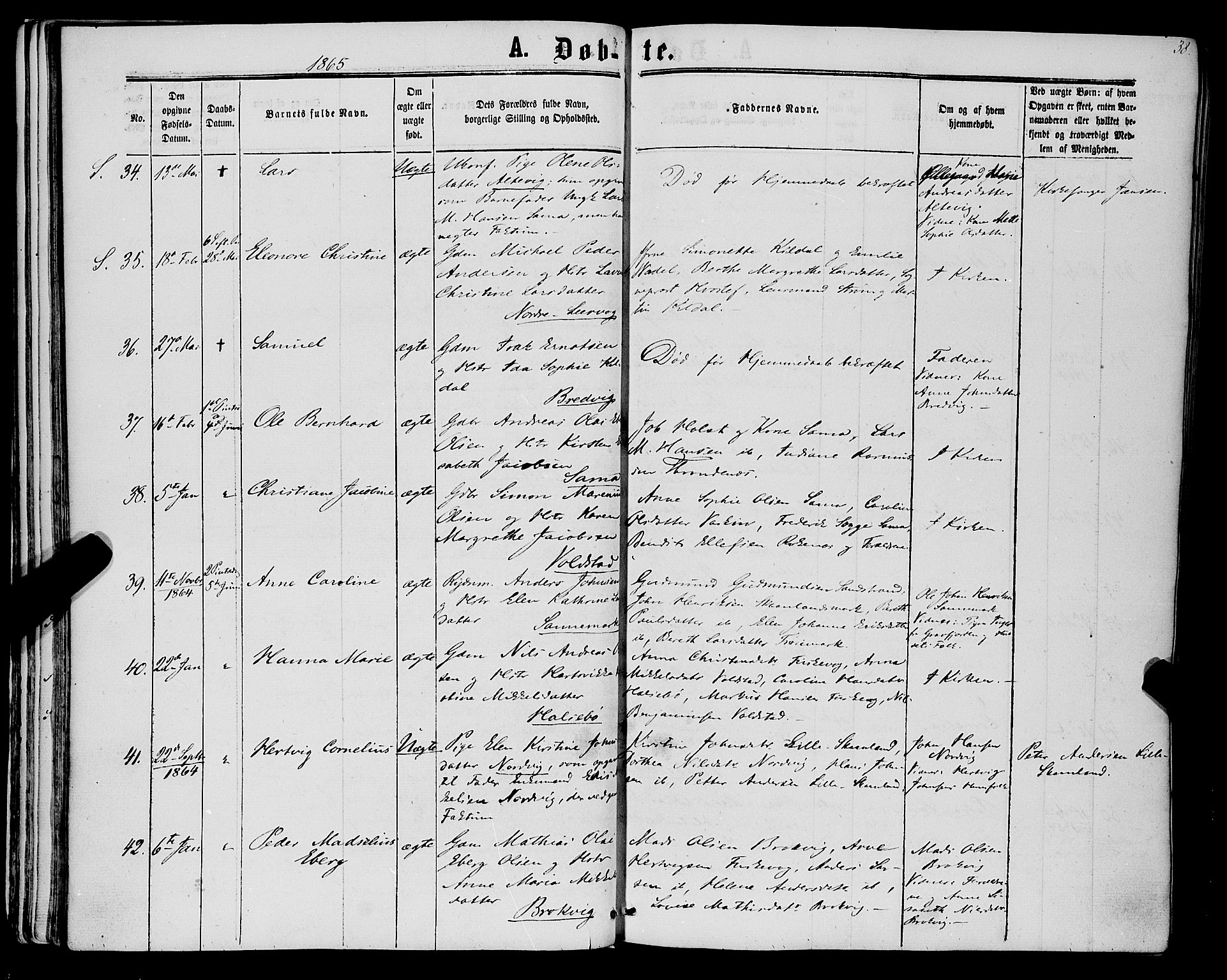 Trondenes sokneprestkontor, AV/SATØ-S-1319/H/Ha/L0012kirke: Parish register (official) no. 12, 1863-1870, p. 38