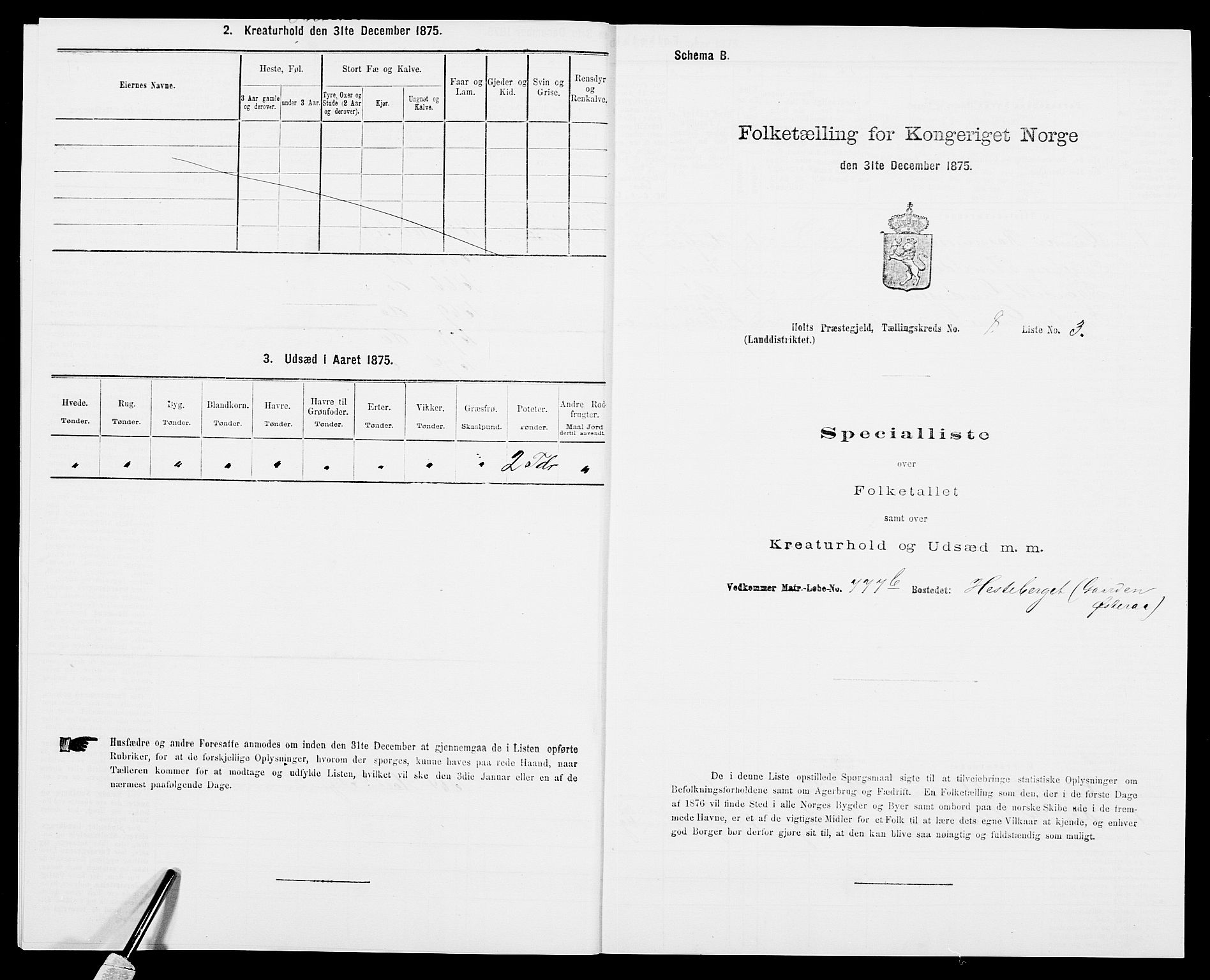 SAK, 1875 census for 0914L Holt/Holt, 1875, p. 964