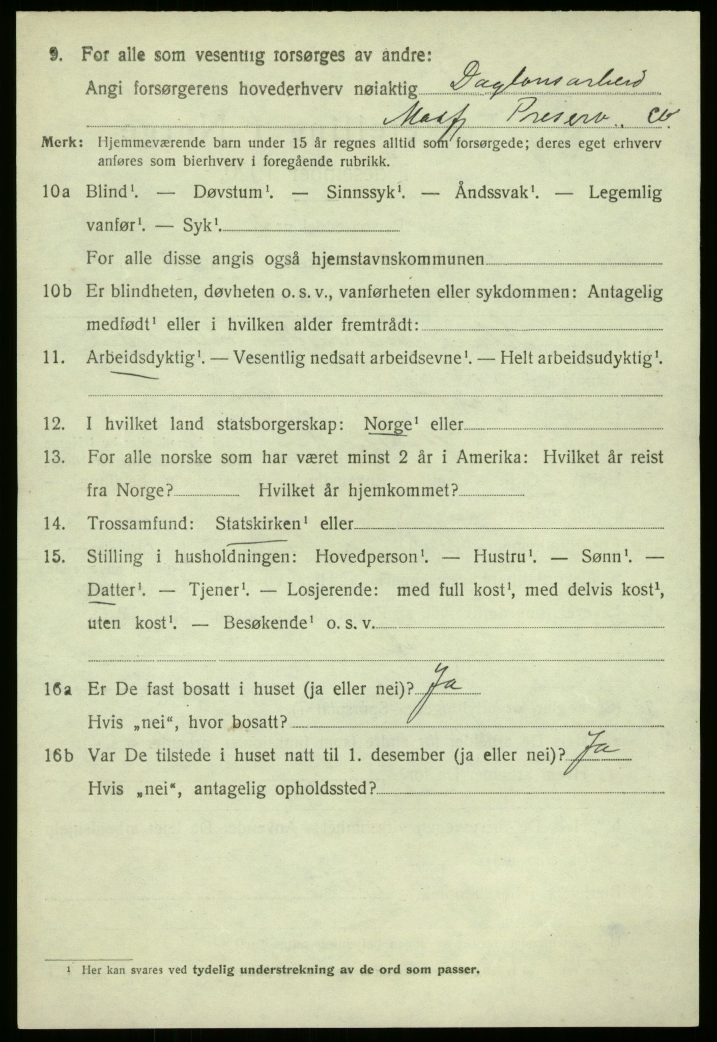 SAB, 1920 census for Masfjorden, 1920, p. 3060