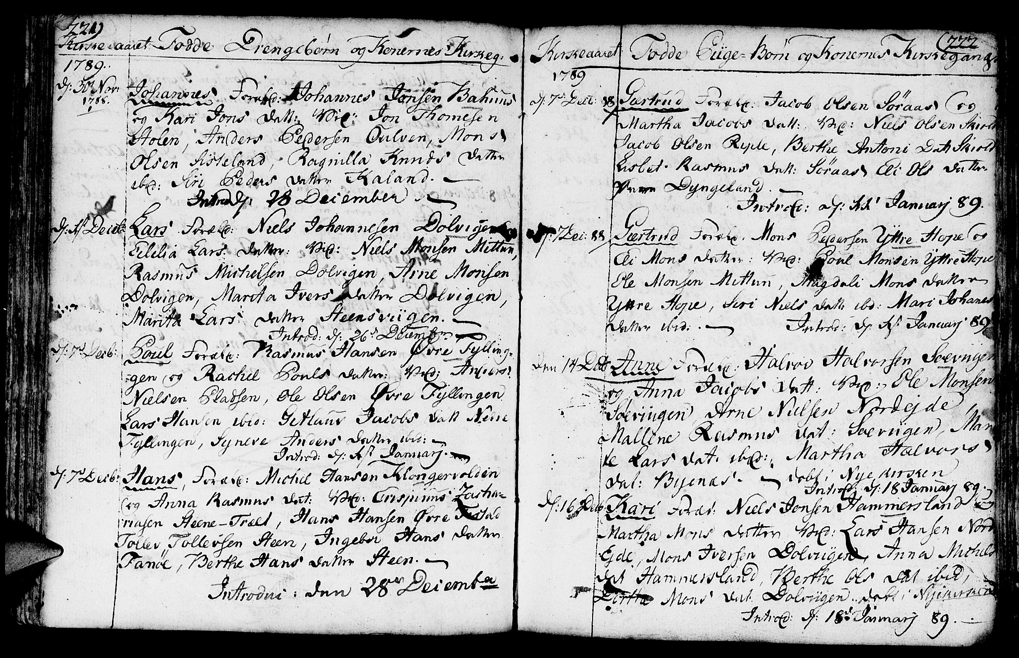 Fana Sokneprestembete, SAB/A-75101/H/Haa/Haaa/L0005: Parish register (official) no. A 5, 1773-1799, p. 221-222