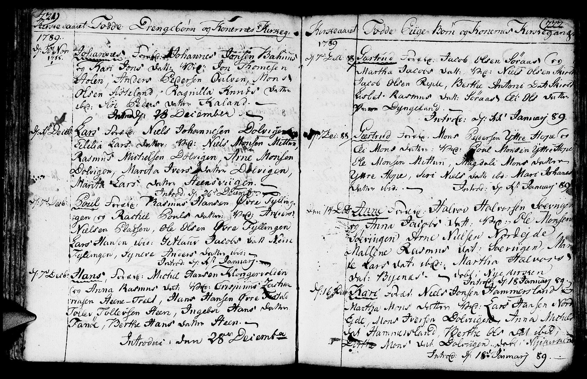 Fana Sokneprestembete, AV/SAB-A-75101/H/Haa/Haaa/L0005: Parish register (official) no. A 5, 1773-1799, p. 221-222