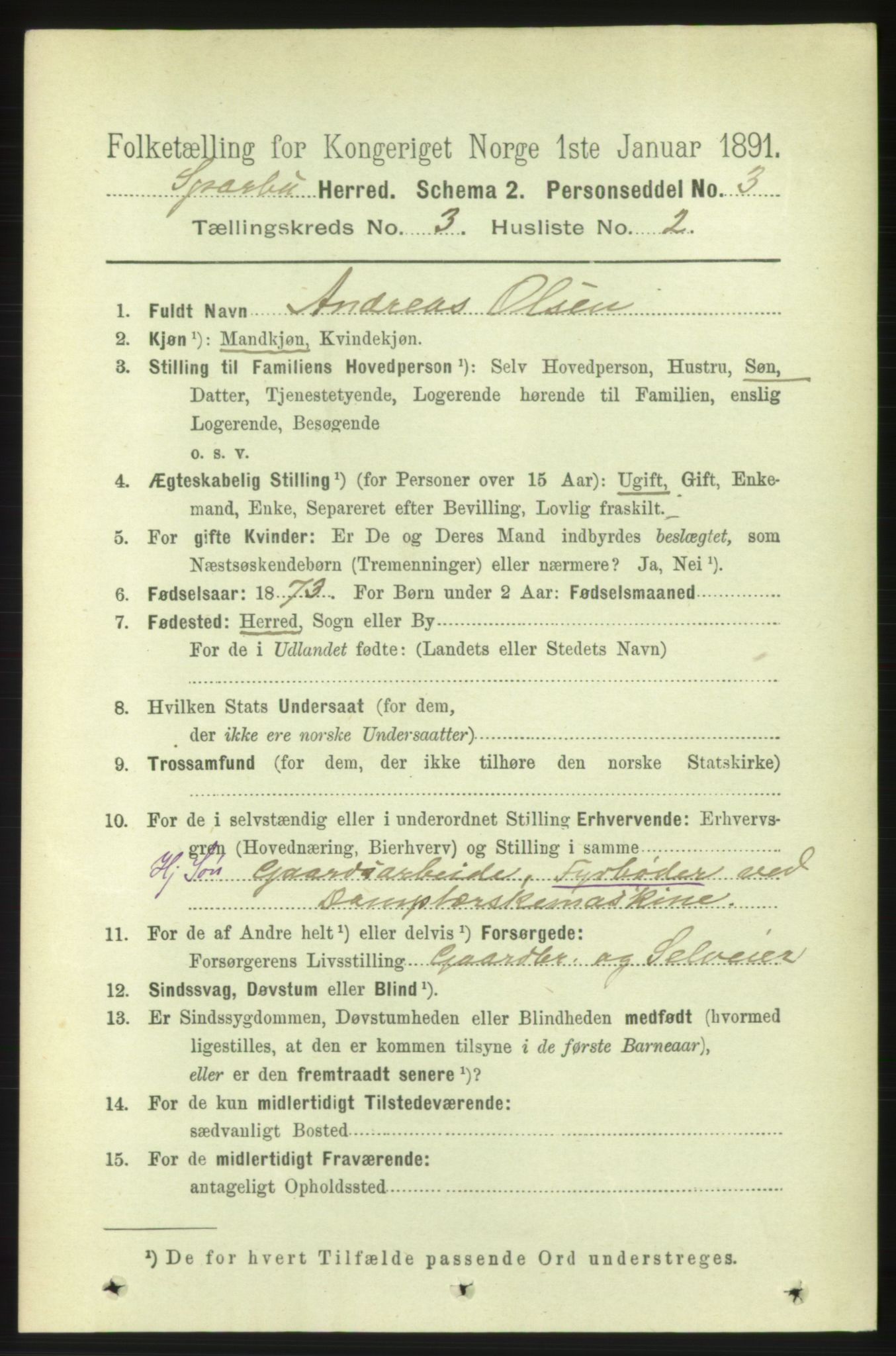 RA, 1891 census for 1731 Sparbu, 1891, p. 889