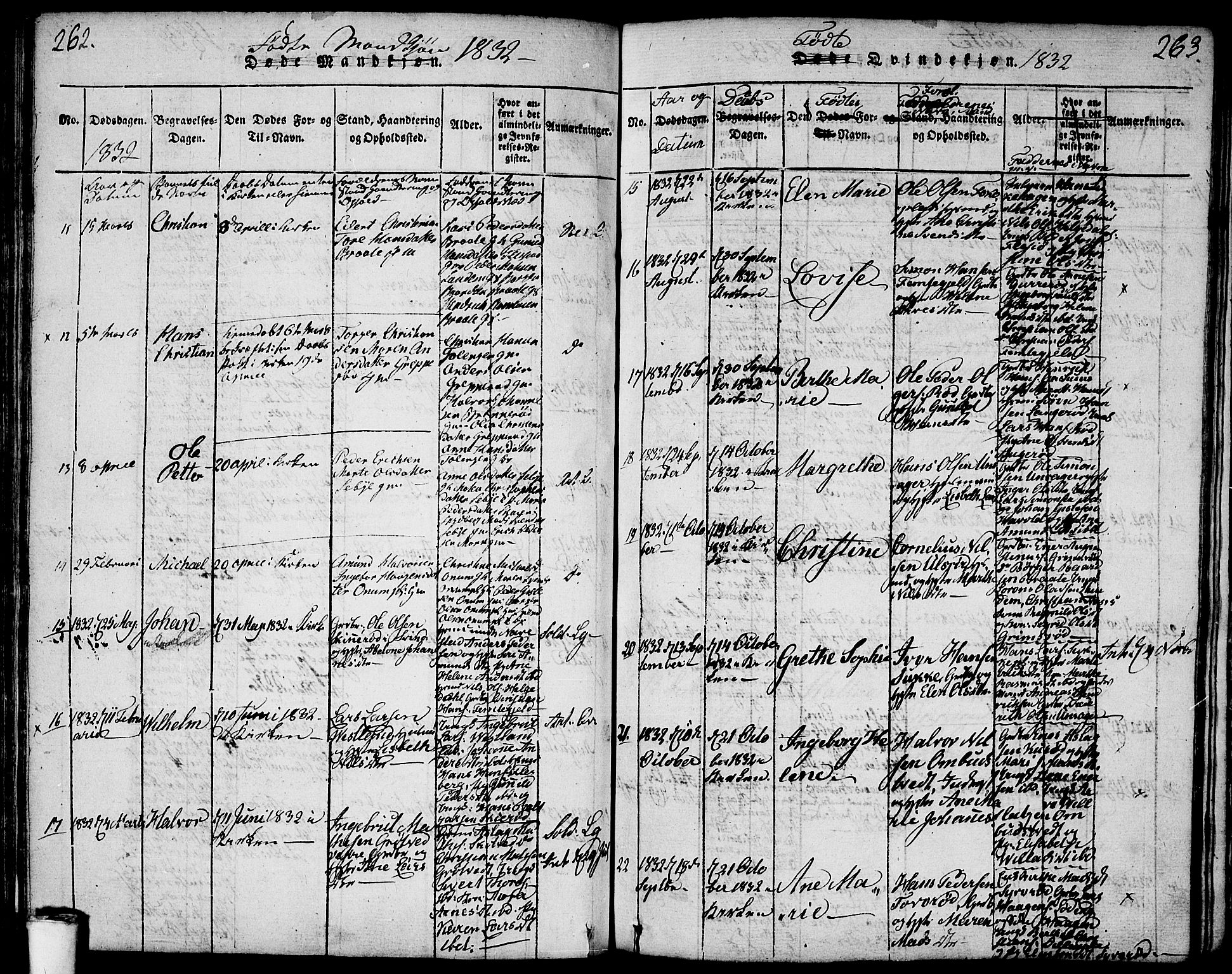 Våler prestekontor Kirkebøker, AV/SAO-A-11083/F/Fa/L0005: Parish register (official) no. I 5, 1815-1839, p. 262-263