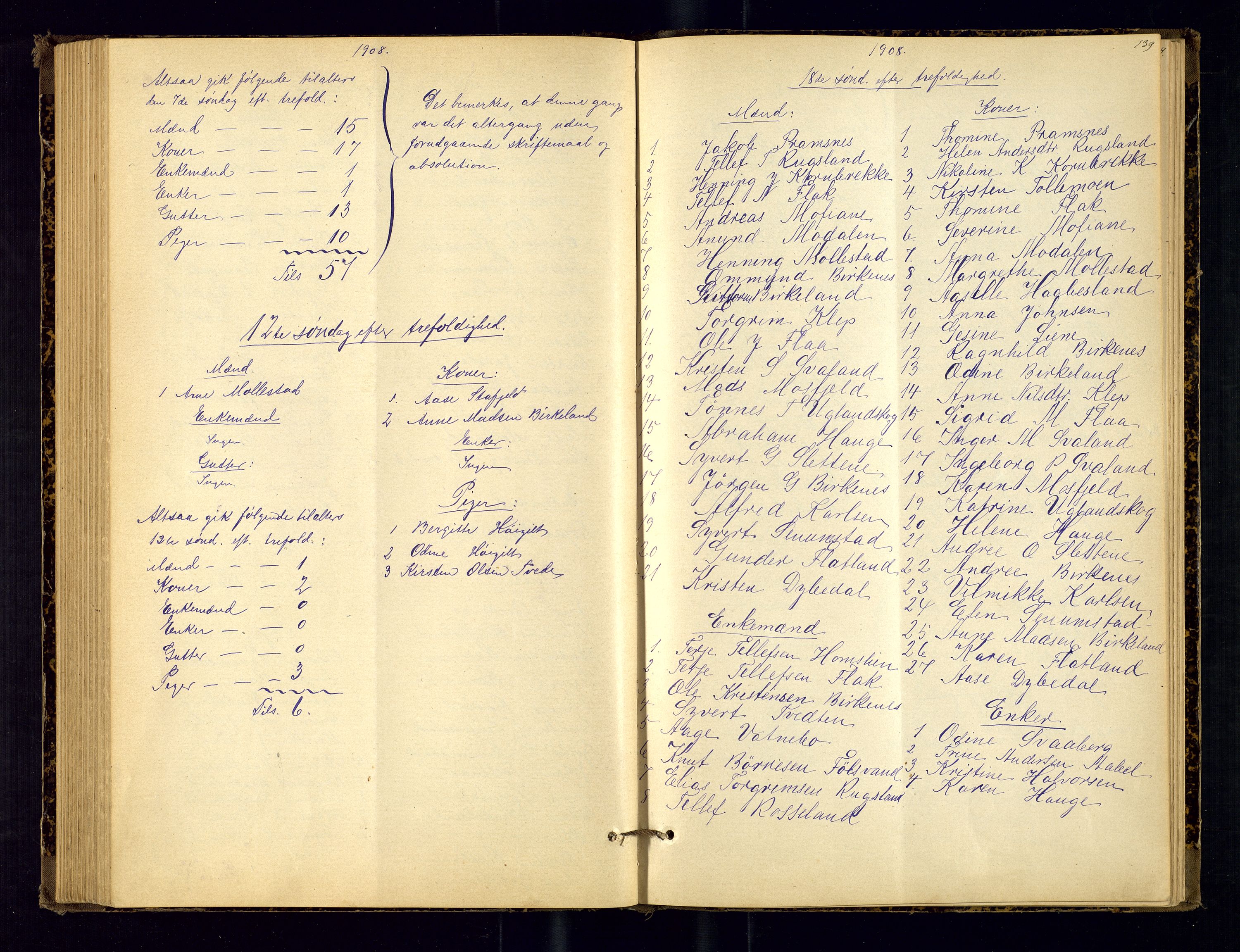 Birkenes sokneprestkontor, SAK/1111-0004/F/Fc/L0008: Communicants register no. C-8, 1891-1915, p. 139