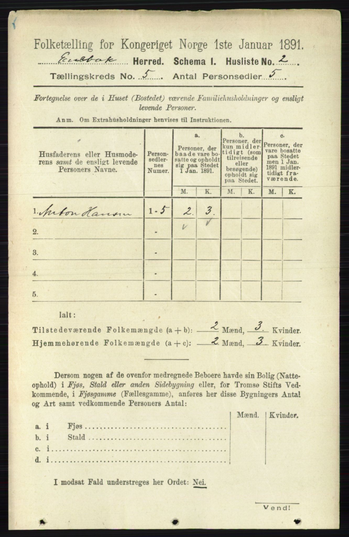 RA, 1891 census for 0229 Enebakk, 1891, p. 1844