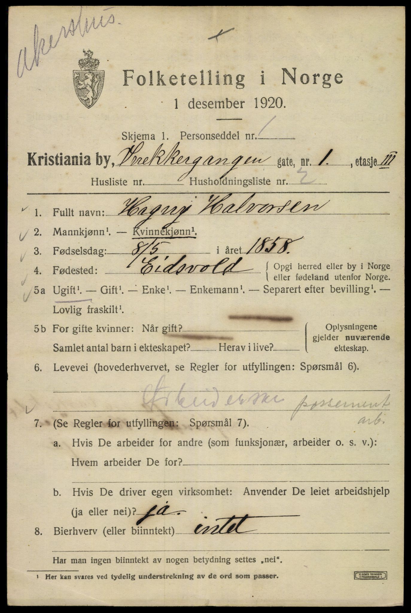 SAO, 1920 census for Kristiania, 1920, p. 521479