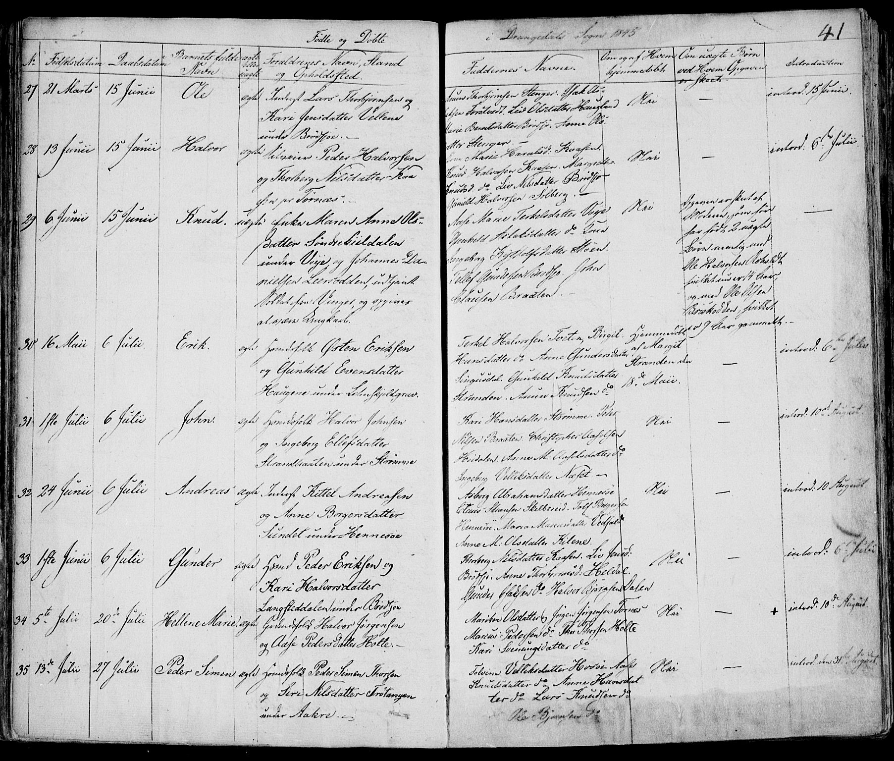 Drangedal kirkebøker, AV/SAKO-A-258/F/Fa/L0007a: Parish register (official) no. 7a, 1837-1856, p. 41