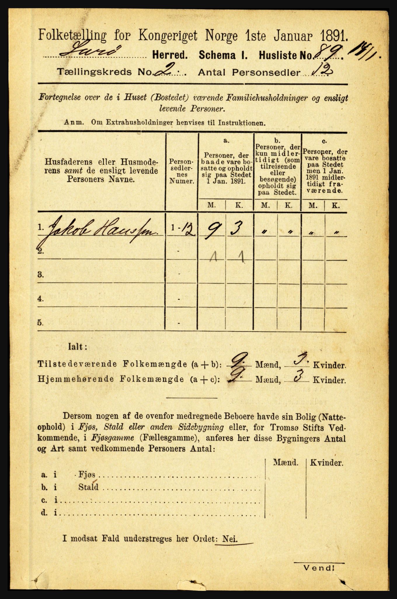 RA, 1891 census for 1834 Lurøy, 1891, p. 745