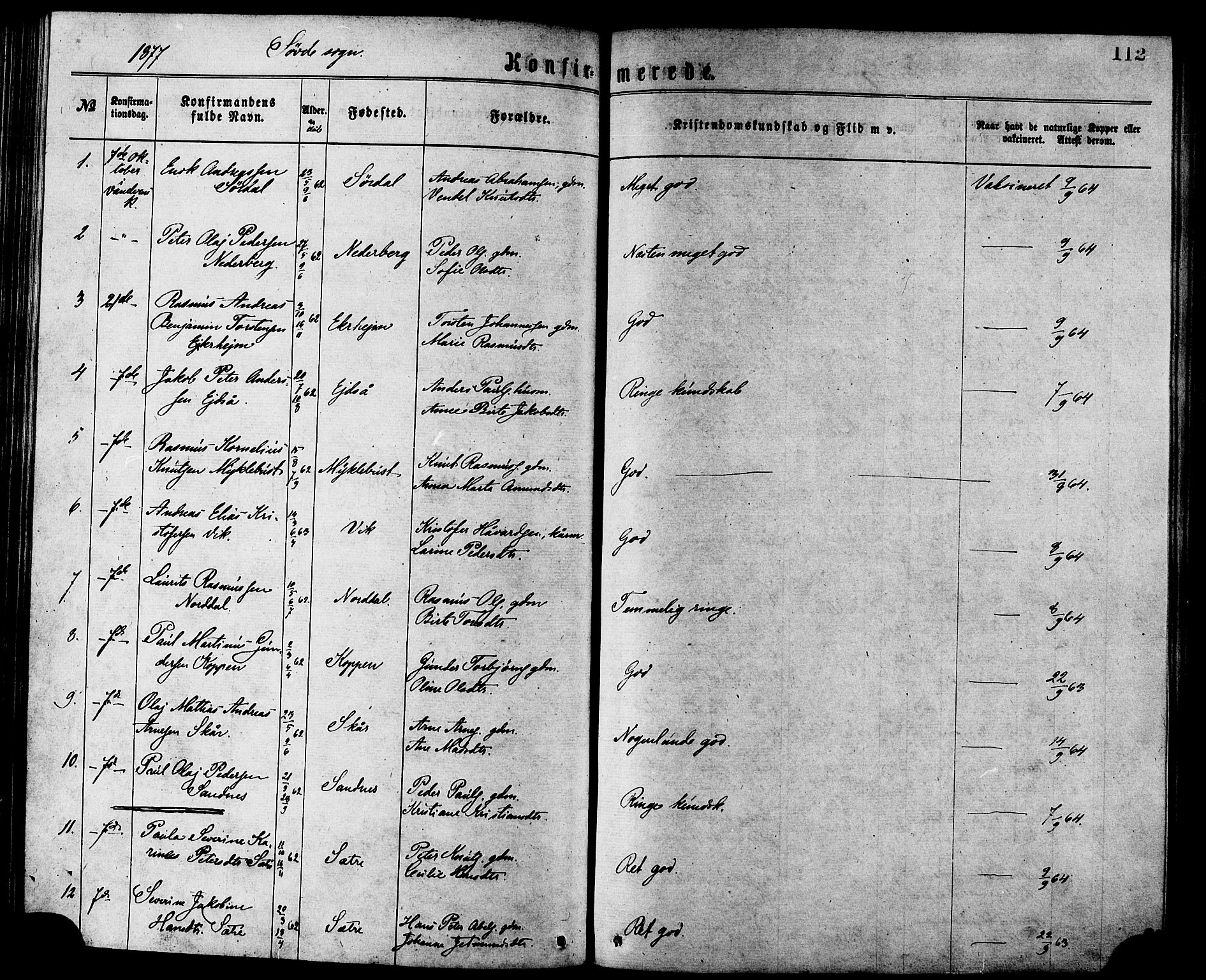 Ministerialprotokoller, klokkerbøker og fødselsregistre - Møre og Romsdal, AV/SAT-A-1454/502/L0024: Parish register (official) no. 502A02, 1873-1884, p. 112