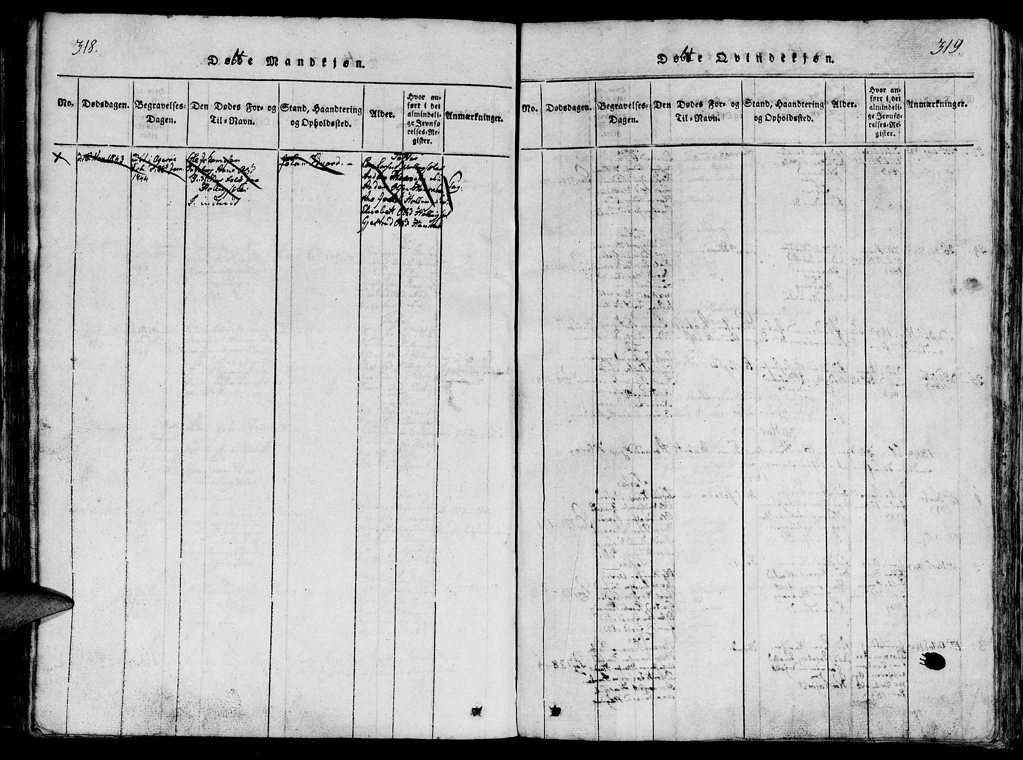 Ministerialprotokoller, klokkerbøker og fødselsregistre - Møre og Romsdal, SAT/A-1454/560/L0718: Parish register (official) no. 560A02, 1817-1844, p. 318-319