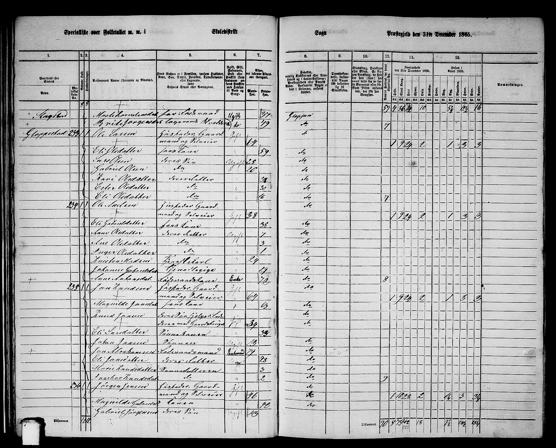 RA, 1865 census for Gloppen, 1865, p. 31