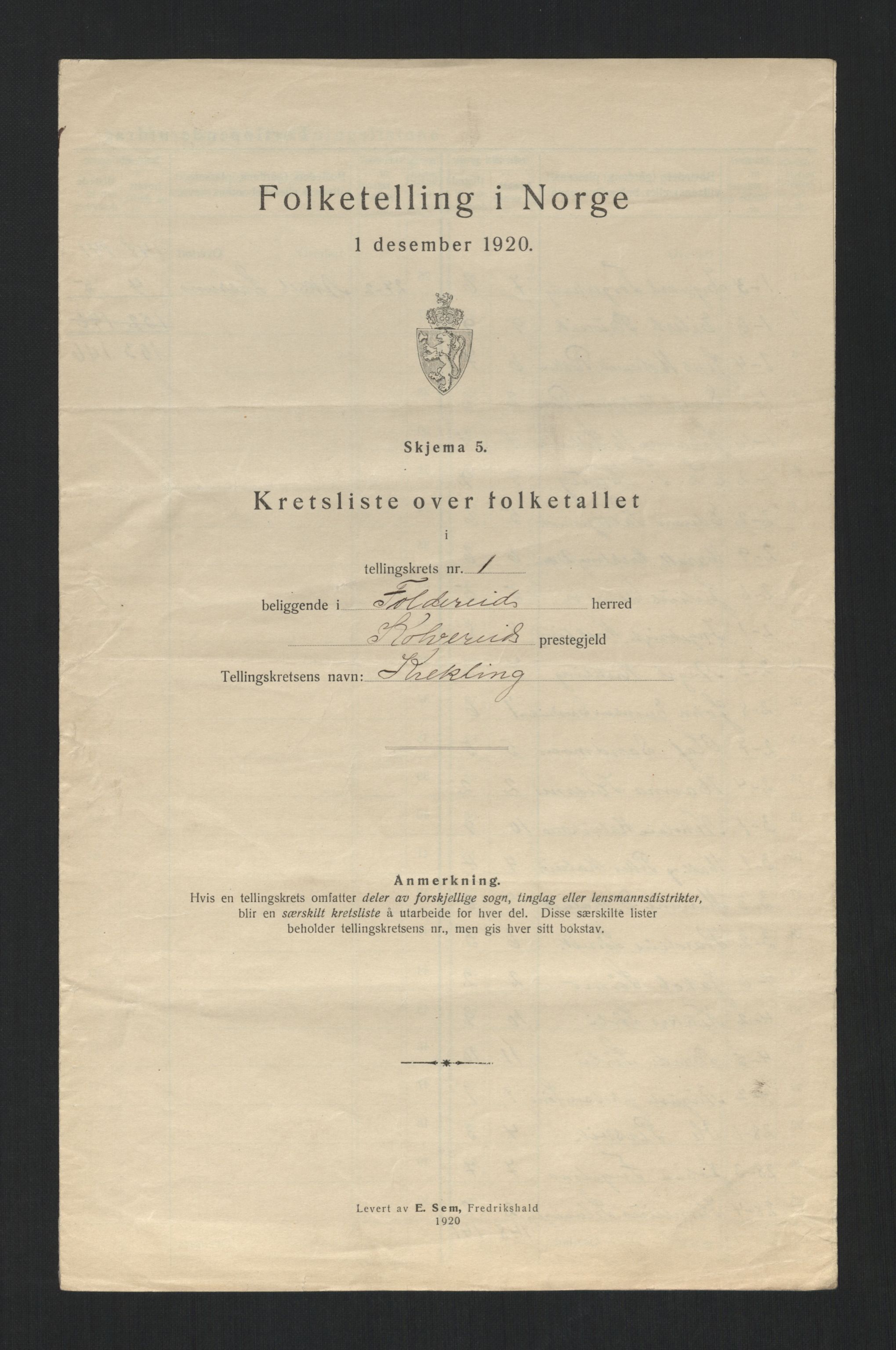 SAT, 1920 census for Foldereid, 1920, p. 7