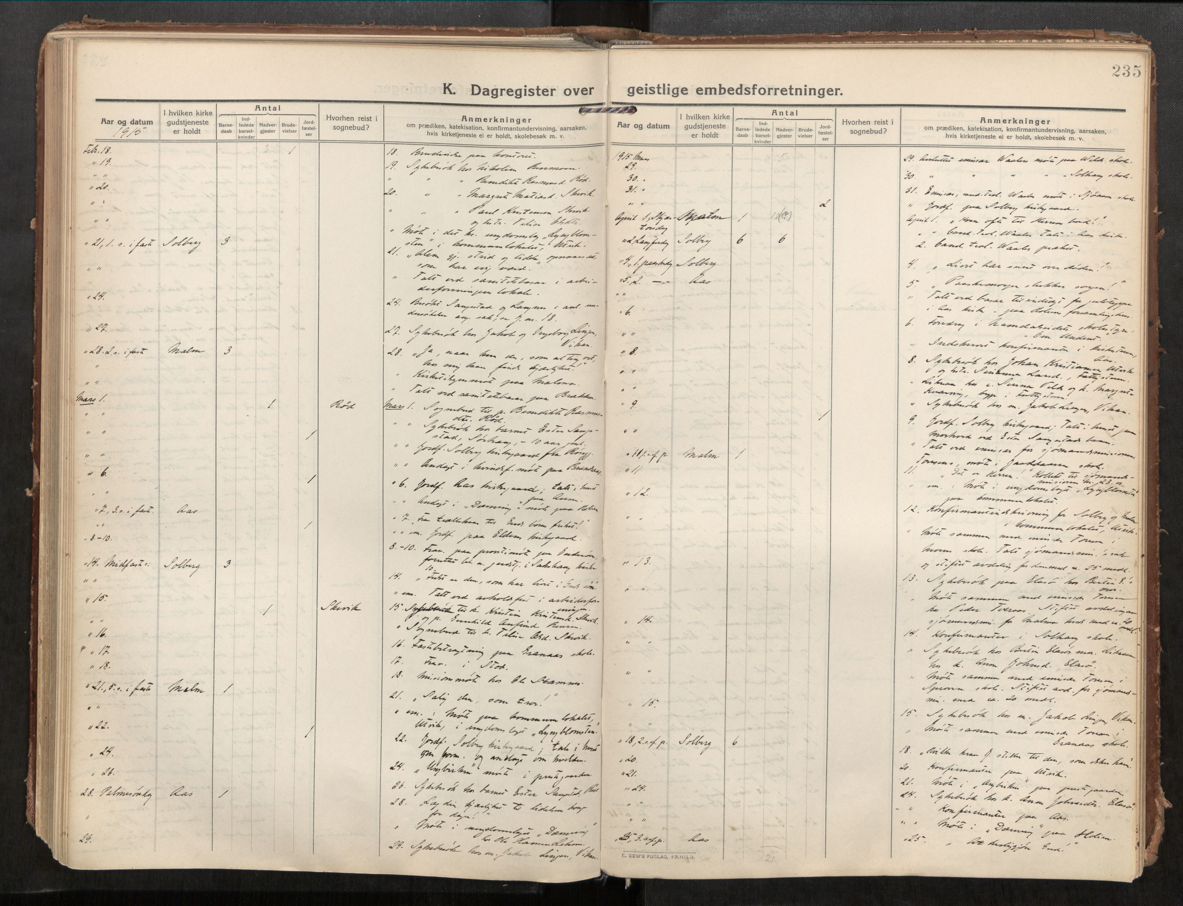 Beitstad sokneprestkontor, SAT/A-1162/I/I1/I1a/L0001: Parish register (official) no. 1, 1912-1927, p. 235