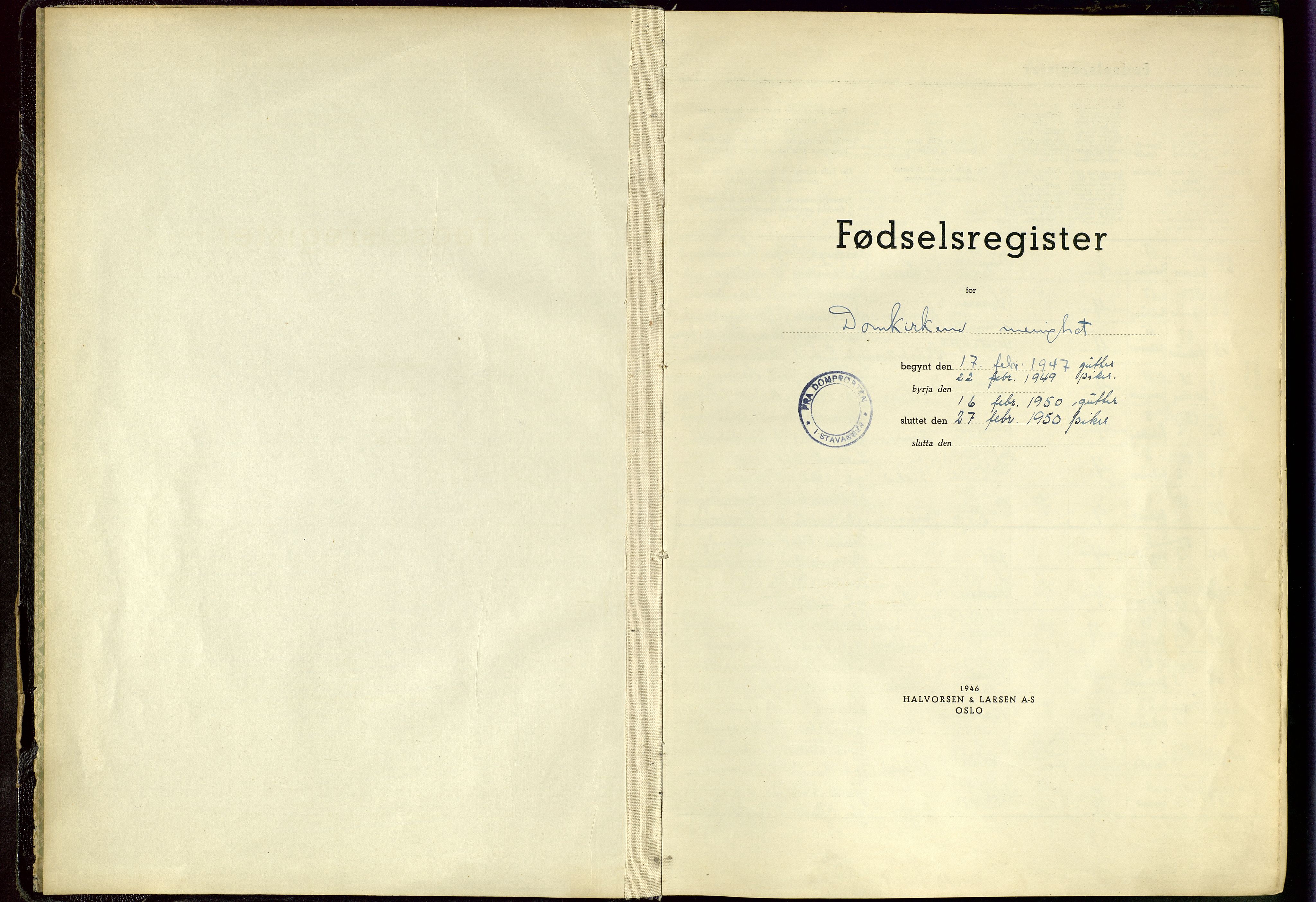 Domkirken sokneprestkontor, SAST/A-101812/002/A/L0005: Birth register no. 5, 1947-1950
