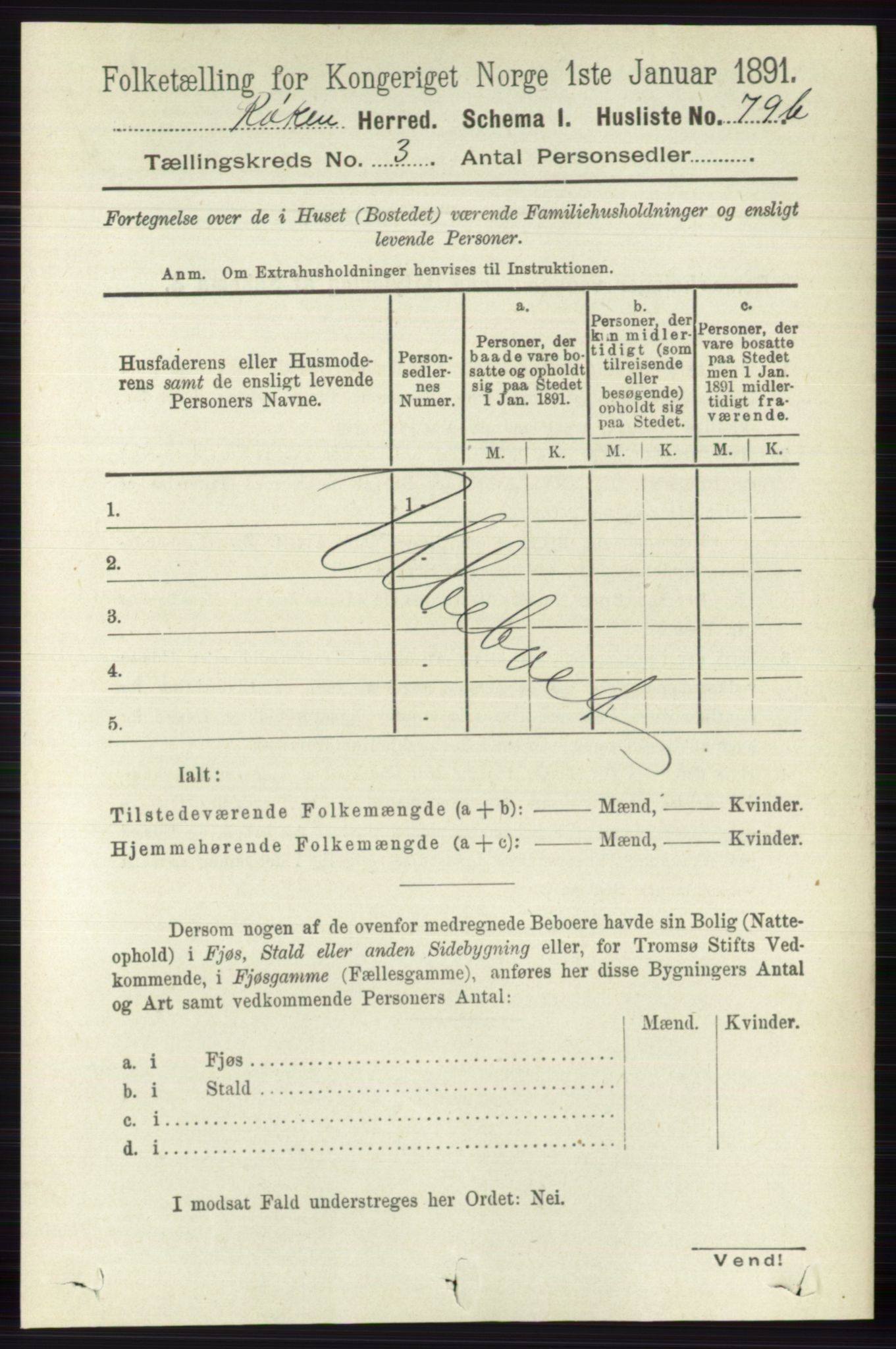 RA, 1891 census for 0627 Røyken, 1891, p. 1189