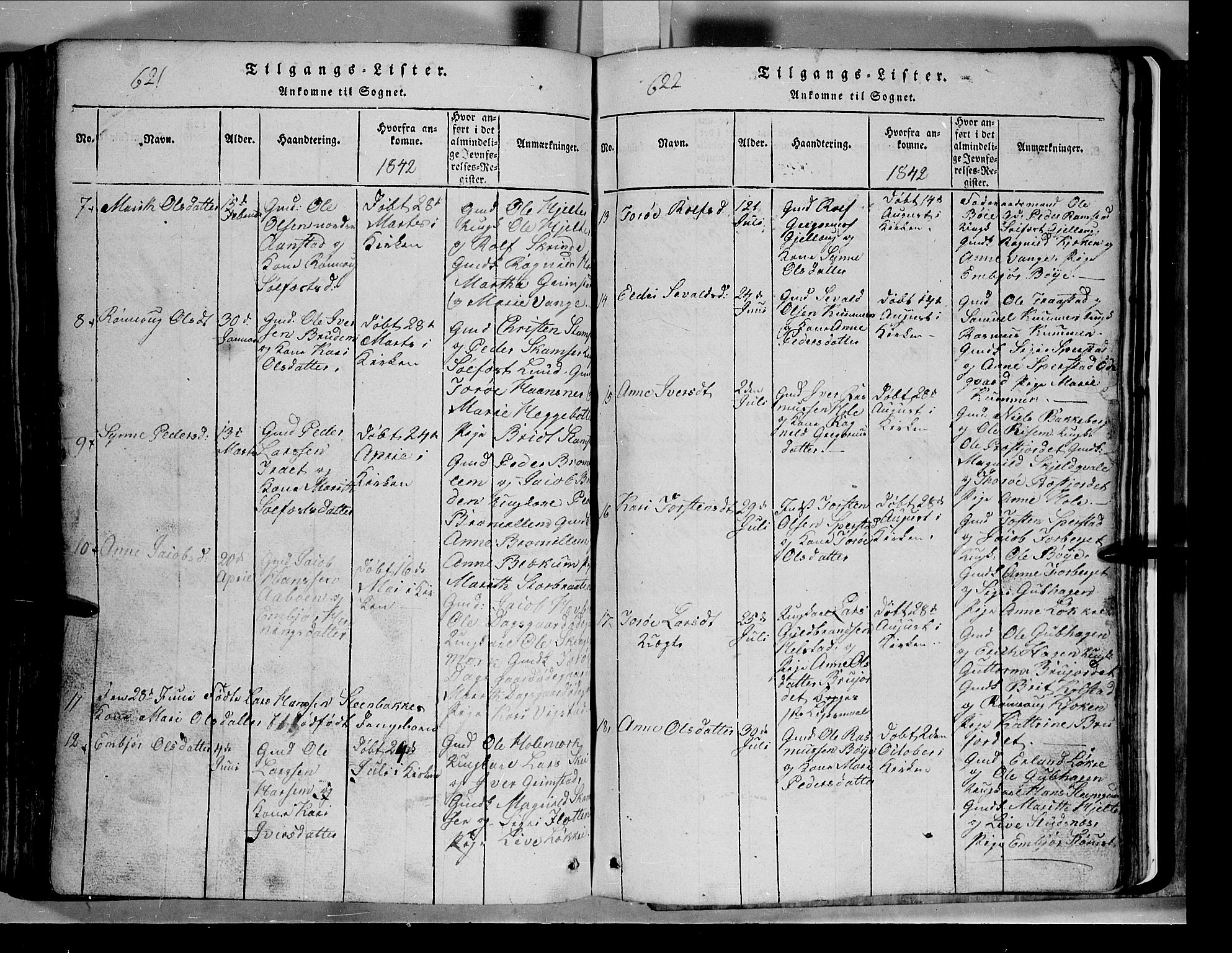 Lom prestekontor, SAH/PREST-070/L/L0003: Parish register (copy) no. 3, 1815-1844, p. 621-622