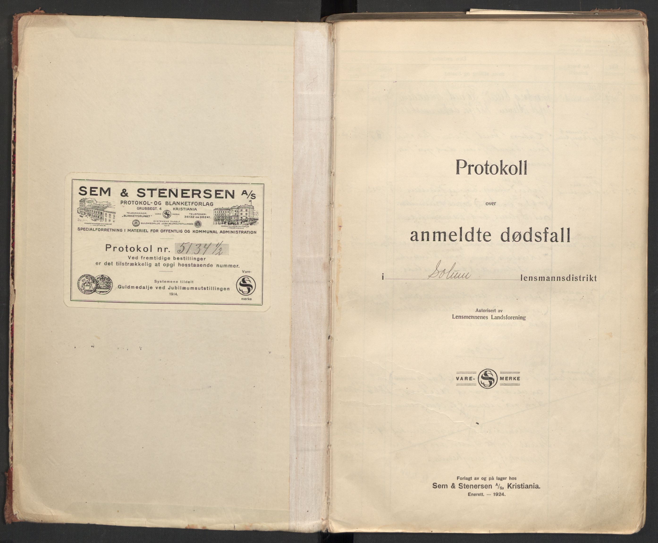 Solum lensmannskontor, AV/SAKO-A-575/H/Ha/L0006: Dødsanmeldelsesprotokoll, 1924-1932