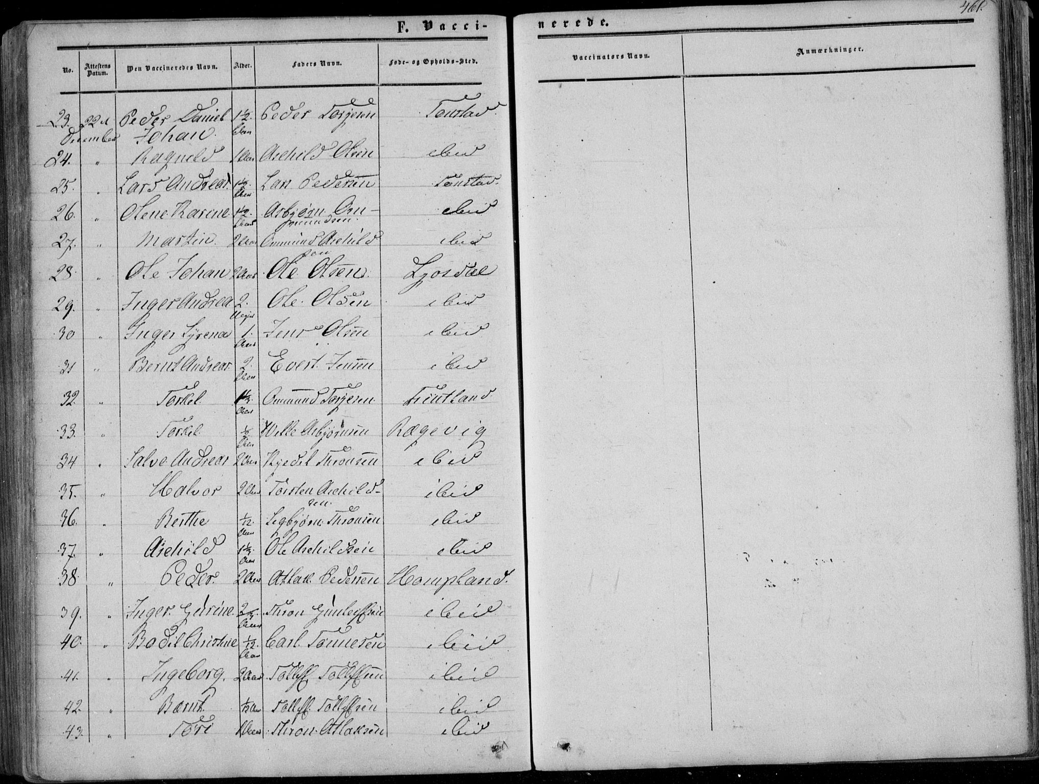 Sirdal sokneprestkontor, AV/SAK-1111-0036/F/Fa/Fab/L0002: Parish register (official) no. A 2, 1855-1874, p. 461