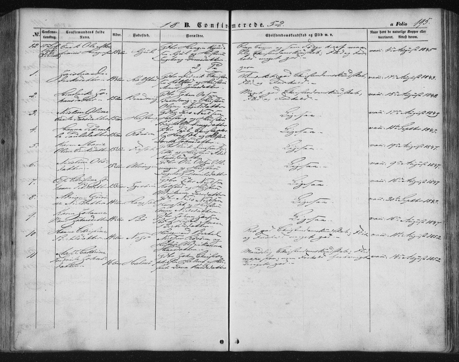 Ministerialprotokoller, klokkerbøker og fødselsregistre - Nordland, AV/SAT-A-1459/816/L0240: Parish register (official) no. 816A06, 1846-1870, p. 195