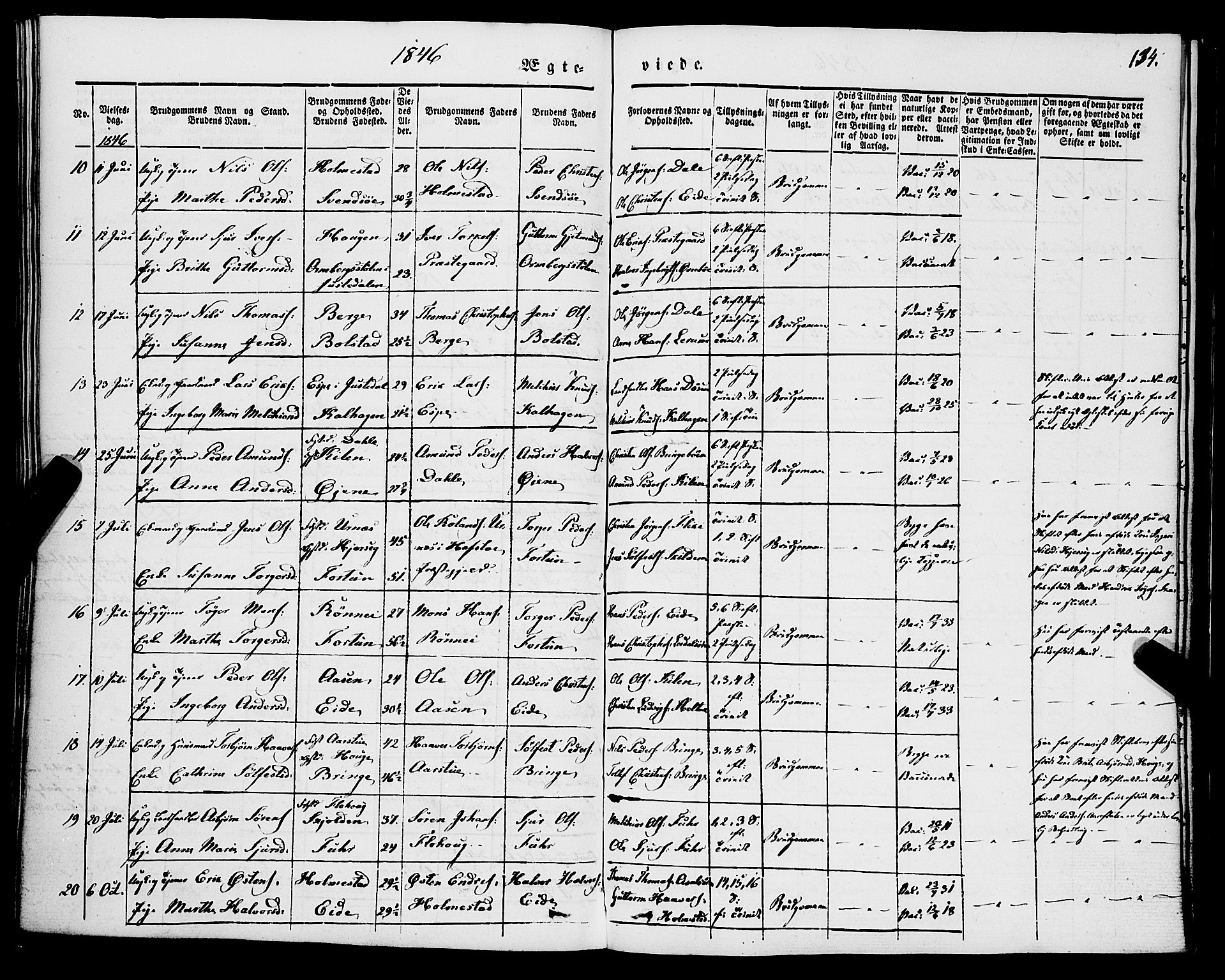 Luster sokneprestembete, AV/SAB-A-81101/H/Haa/Haaa/L0006: Parish register (official) no. A 6, 1840-1848, p. 134