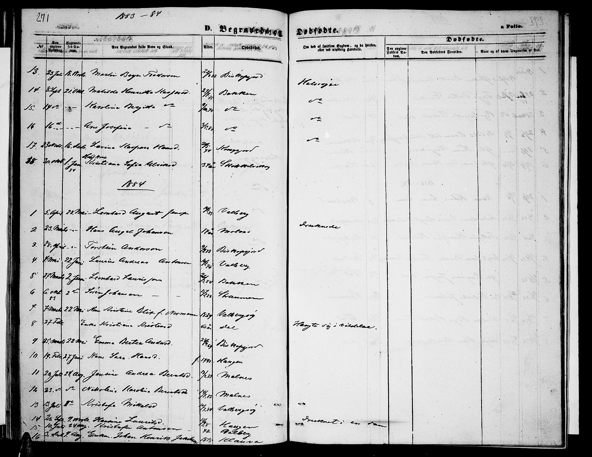 Ministerialprotokoller, klokkerbøker og fødselsregistre - Nordland, AV/SAT-A-1459/884/L1196: Parish register (copy) no. 884C02, 1860-1887, p. 271