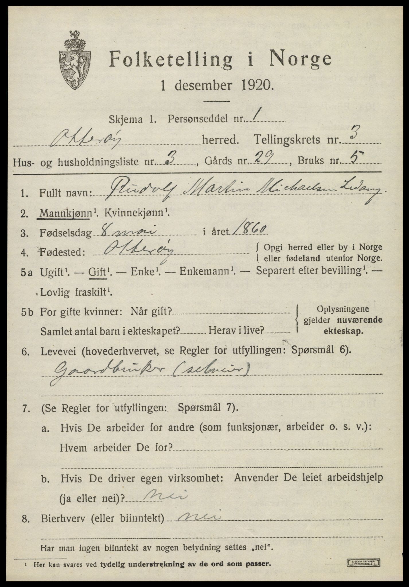 SAT, 1920 census for Otterøy, 1920, p. 1433