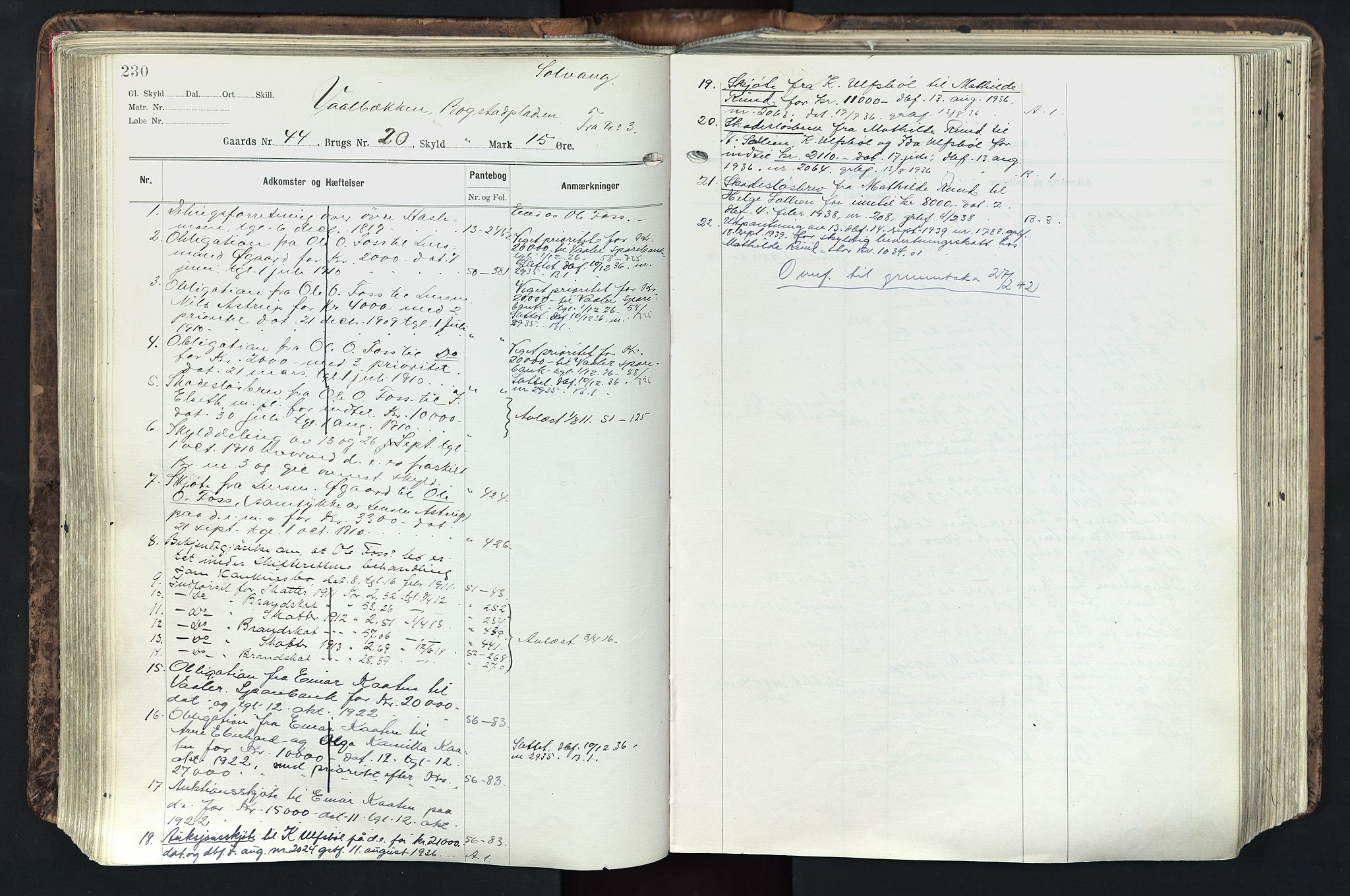 Solør tingrett, AV/SAH-TING-008/H/Ha/Hak/L0003: Mortgage register no. III, 1900-1935, p. 230