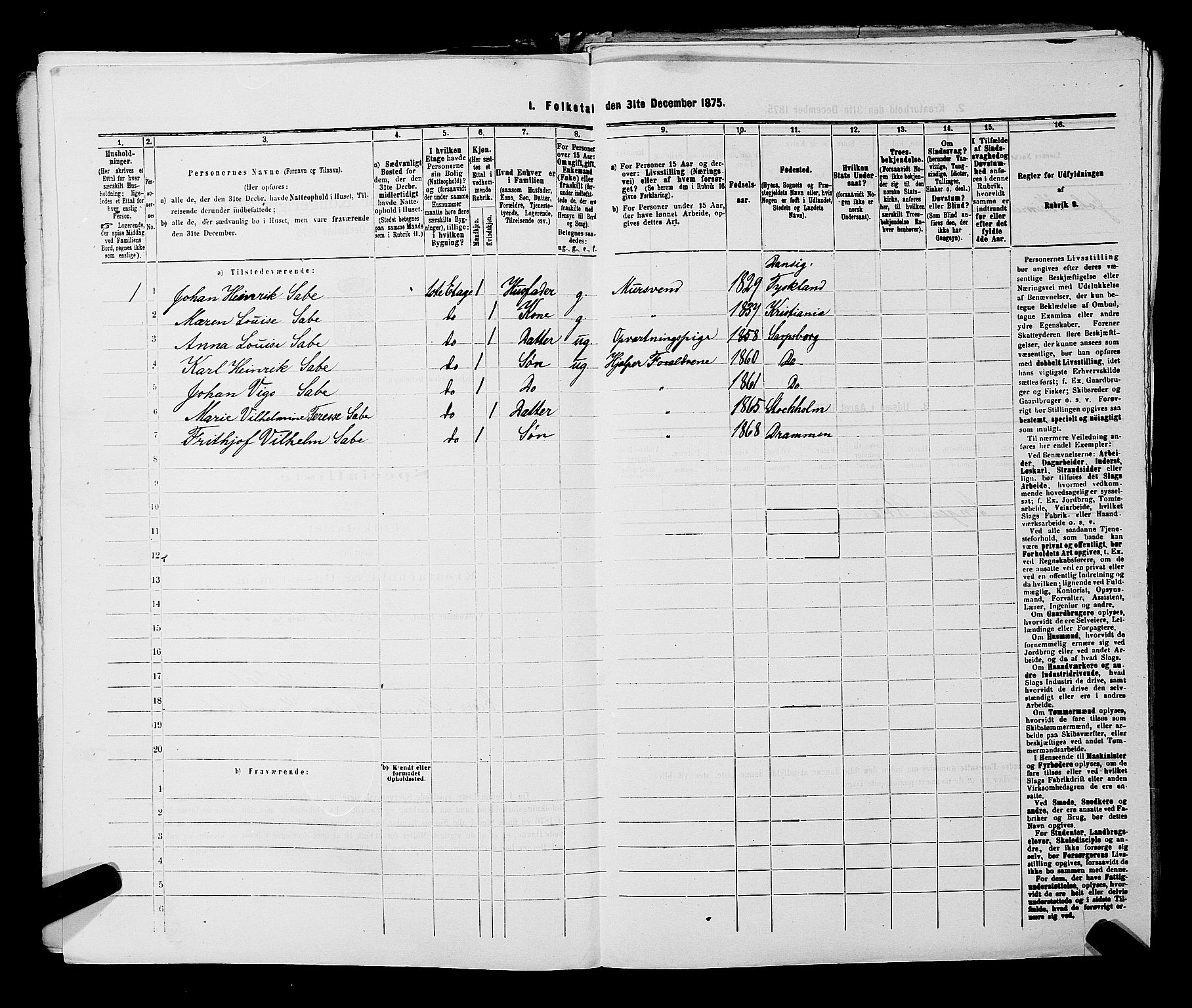 SAKO, 1875 census for 0602 Drammen, 1875, p. 3132