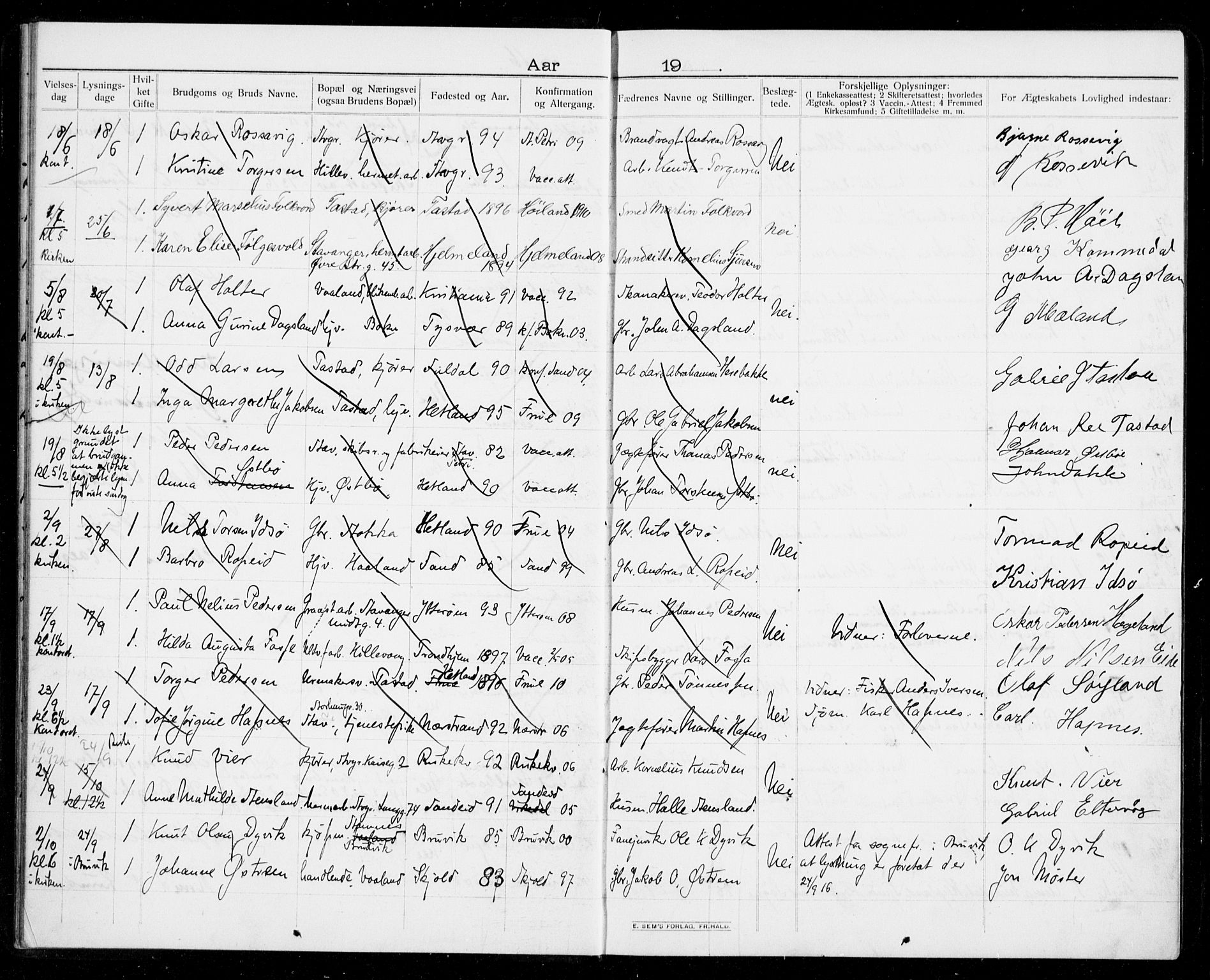 Hetland sokneprestkontor, AV/SAST-A-101826/70/705BA/L0005: Banns register no. 705.BA.5, 1911-1935