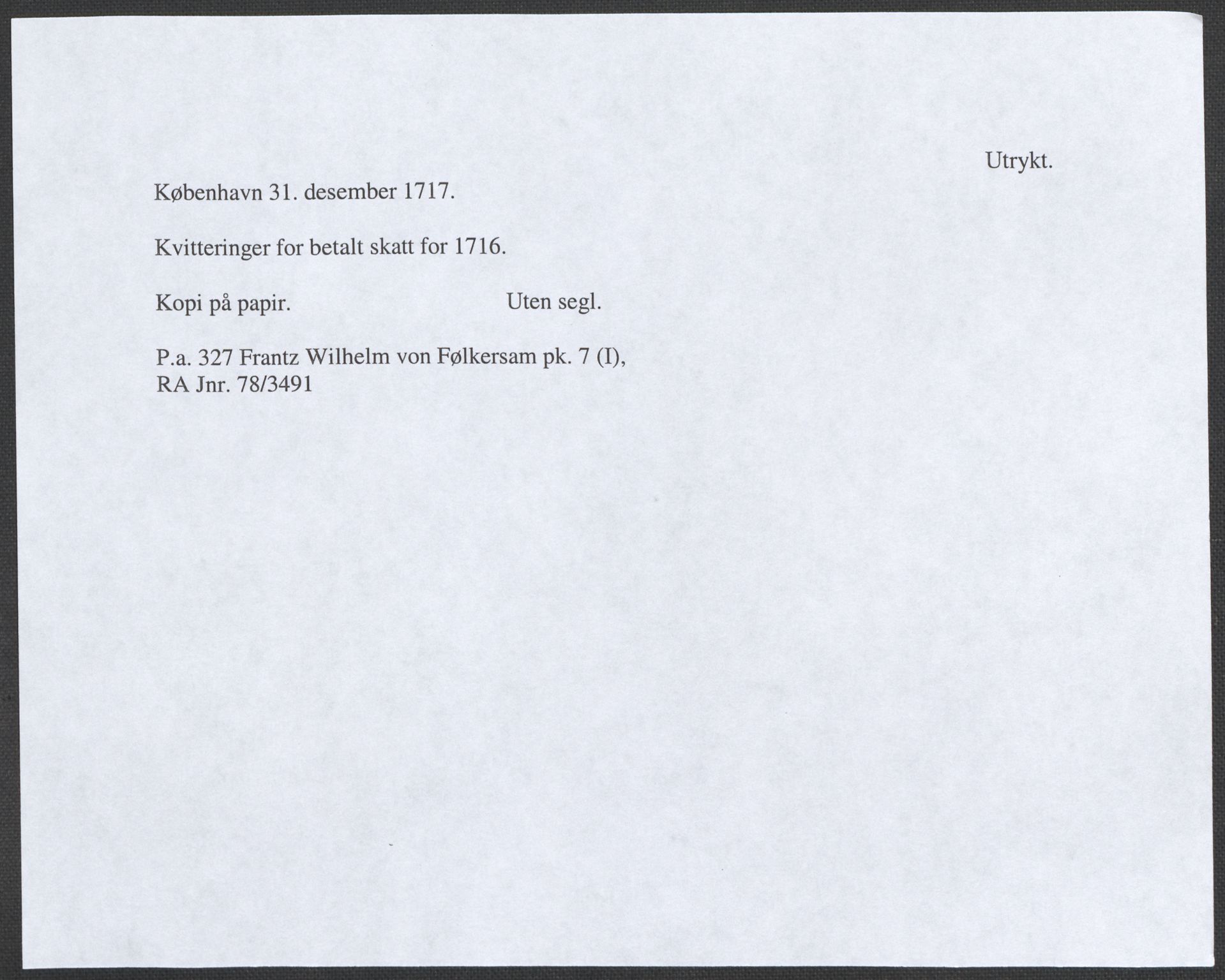 Riksarkivets diplomsamling, RA/EA-5965/F12/L0004: Pk. 7 (I), 1490-1729, p. 195