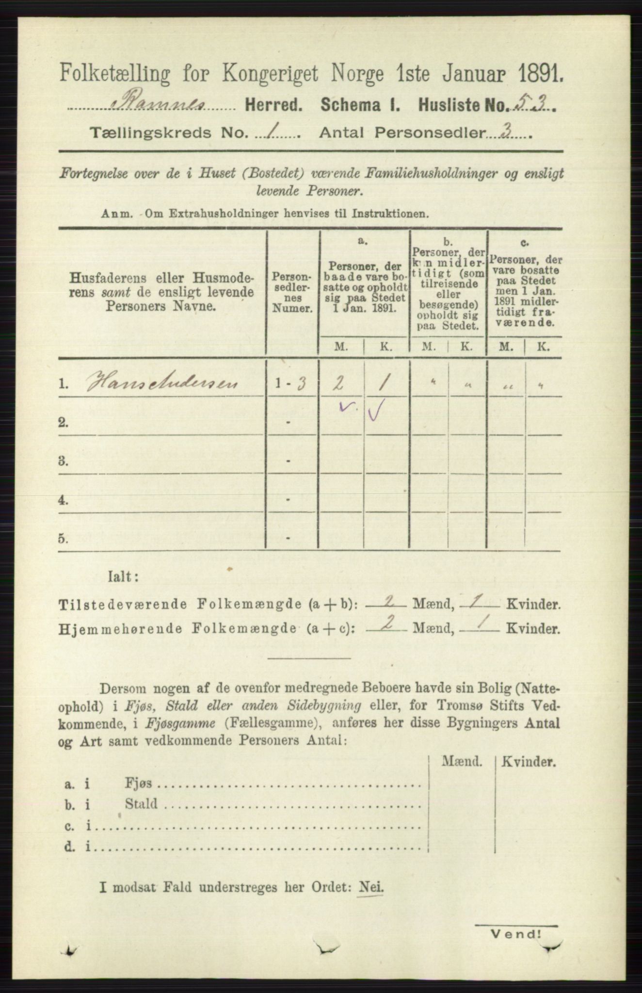 RA, 1891 census for 0718 Ramnes, 1891, p. 80