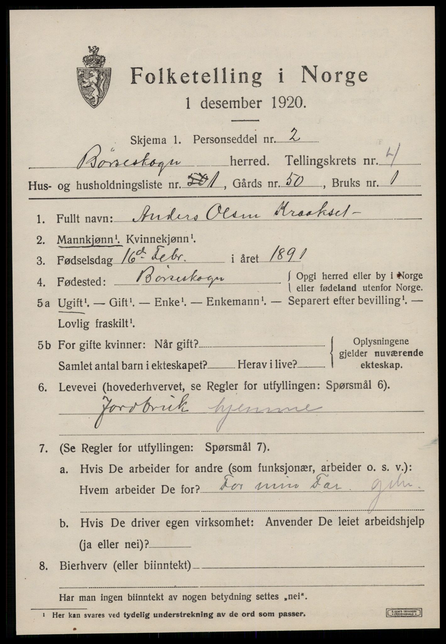 SAT, 1920 census for Børseskogn, 1920, p. 2272