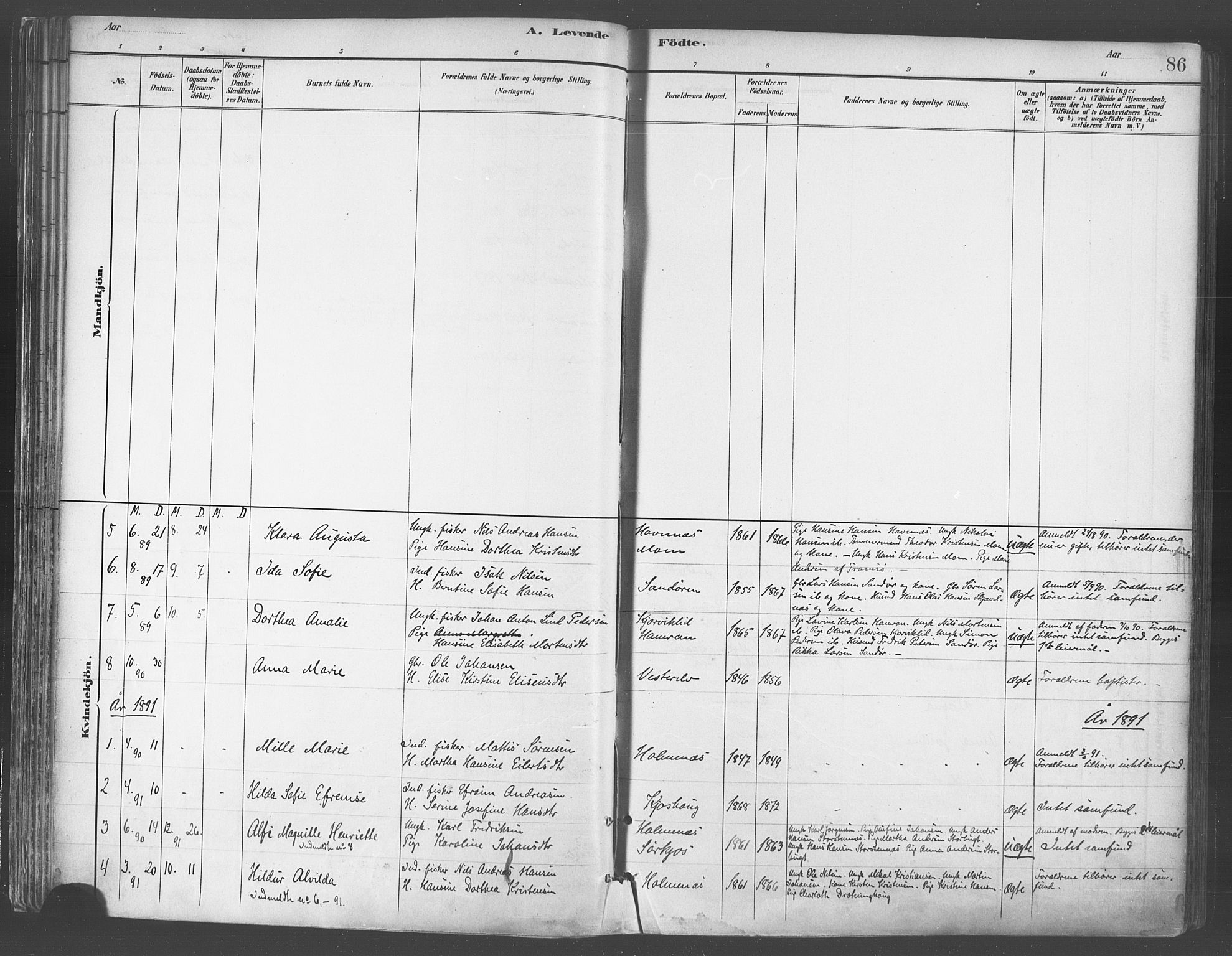 Balsfjord sokneprestembete, SATØ/S-1303/G/Ga/L0005kirke: Parish register (official) no. 5, 1884-1897, p. 86