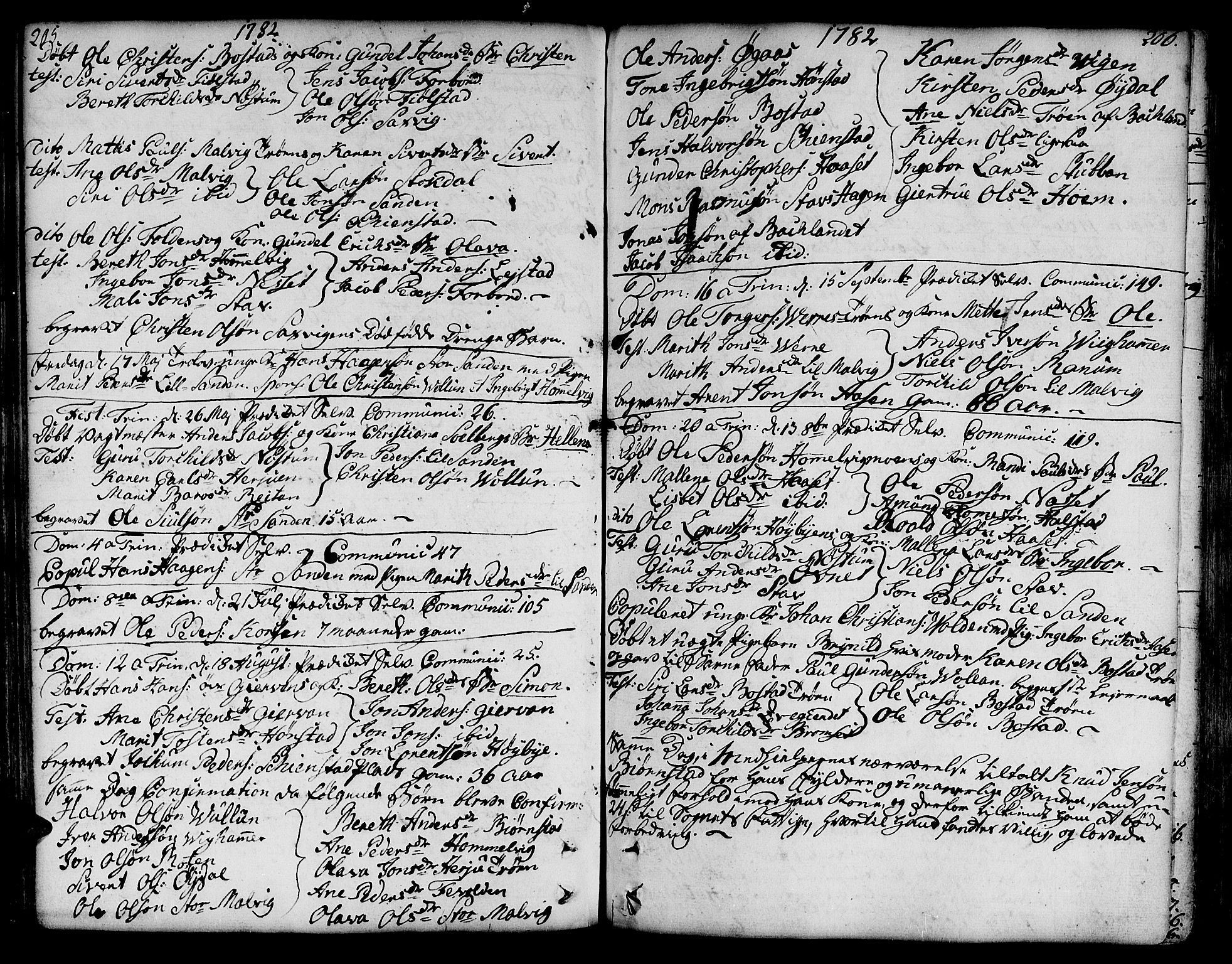 Ministerialprotokoller, klokkerbøker og fødselsregistre - Sør-Trøndelag, SAT/A-1456/606/L0281: Parish register (official) no. 606A02 /2, 1781-1817, p. 205-206