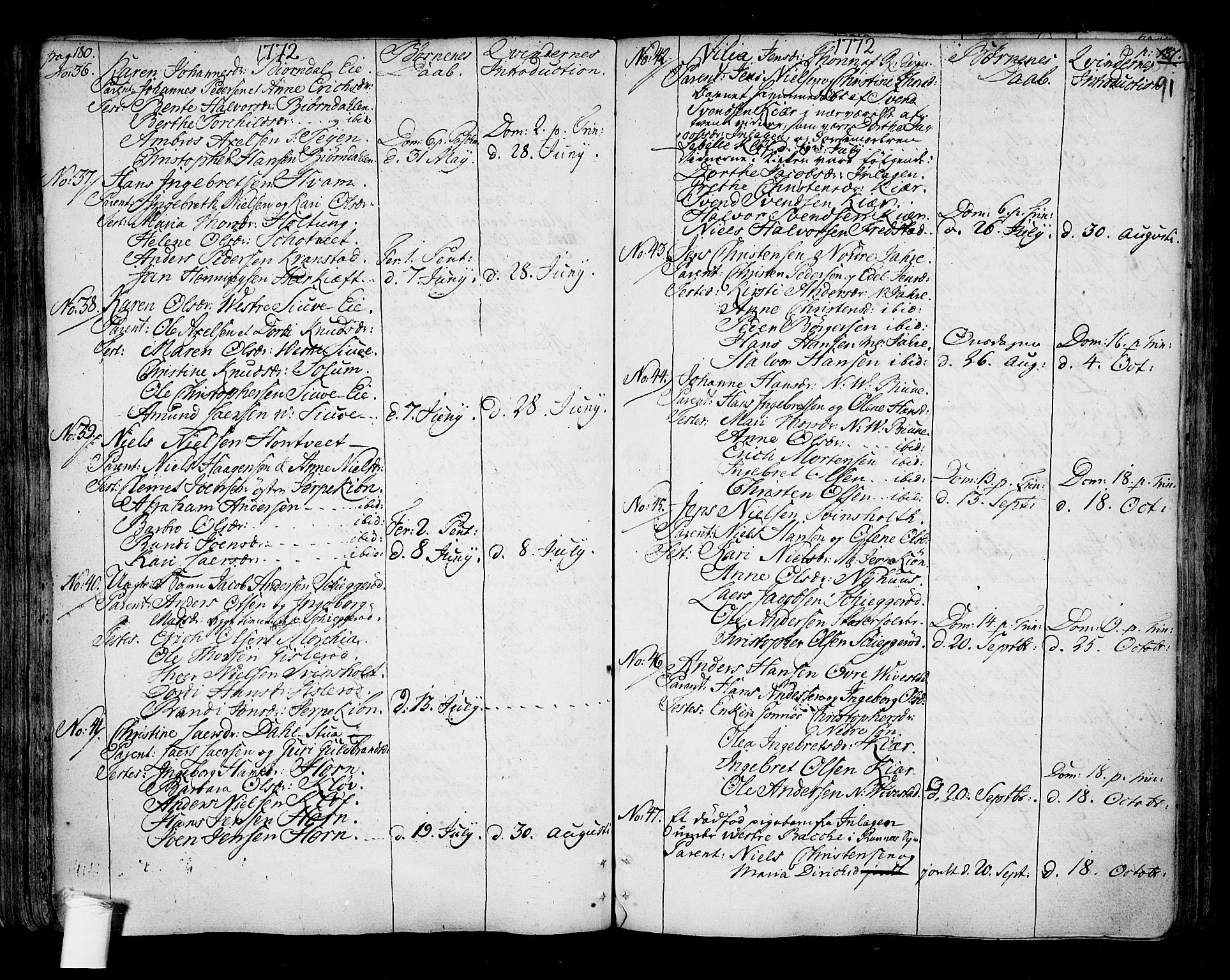 Ramnes kirkebøker, AV/SAKO-A-314/F/Fa/L0001: Parish register (official) no. I 1, 1732-1774, p. 91