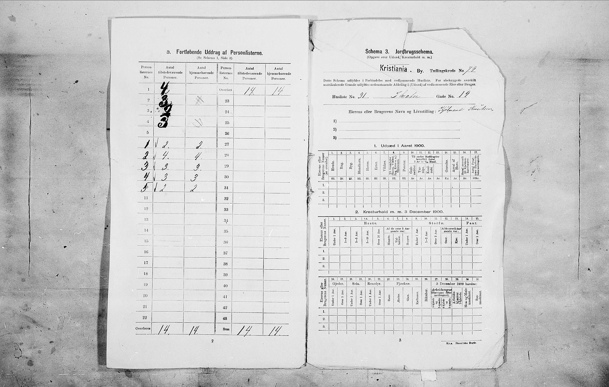 SAO, 1900 census for Kristiania, 1900, p. 96612