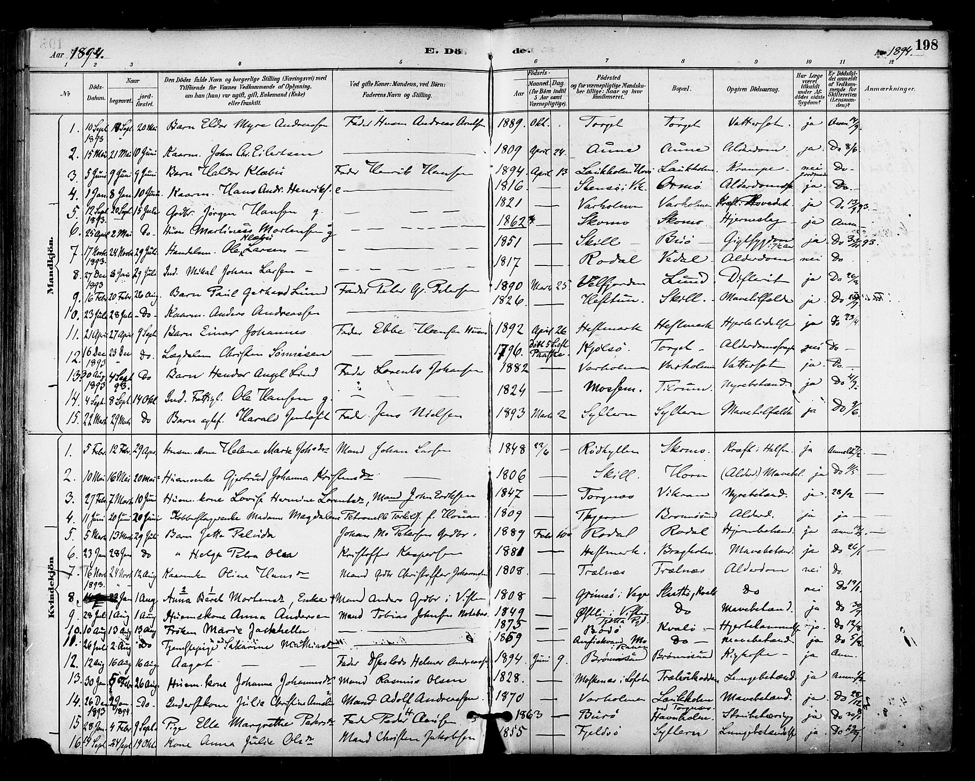 Ministerialprotokoller, klokkerbøker og fødselsregistre - Nordland, SAT/A-1459/813/L0200: Parish register (official) no. 813A10, 1886-1900, p. 198