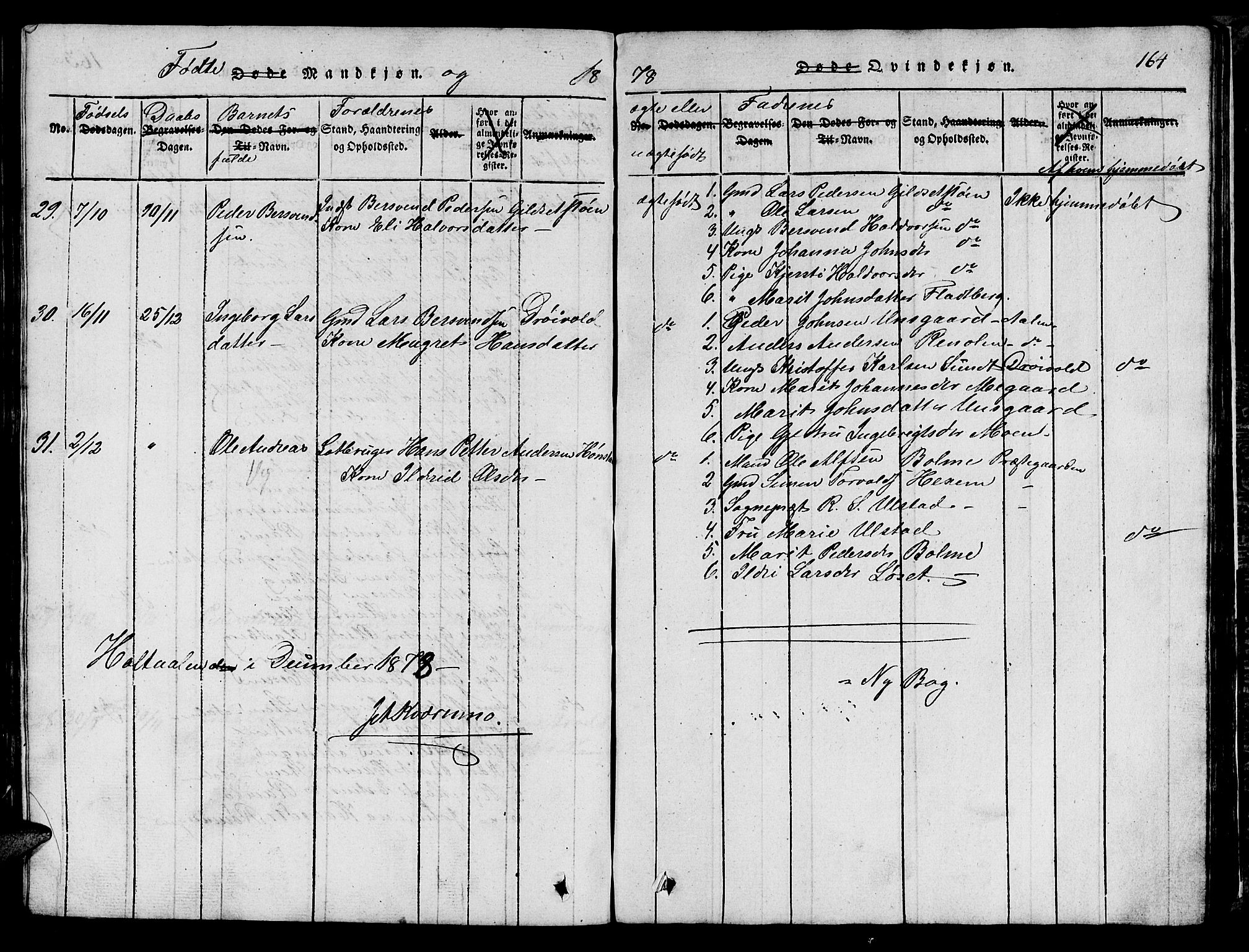Ministerialprotokoller, klokkerbøker og fødselsregistre - Sør-Trøndelag, SAT/A-1456/685/L0976: Parish register (copy) no. 685C01, 1817-1878, p. 164